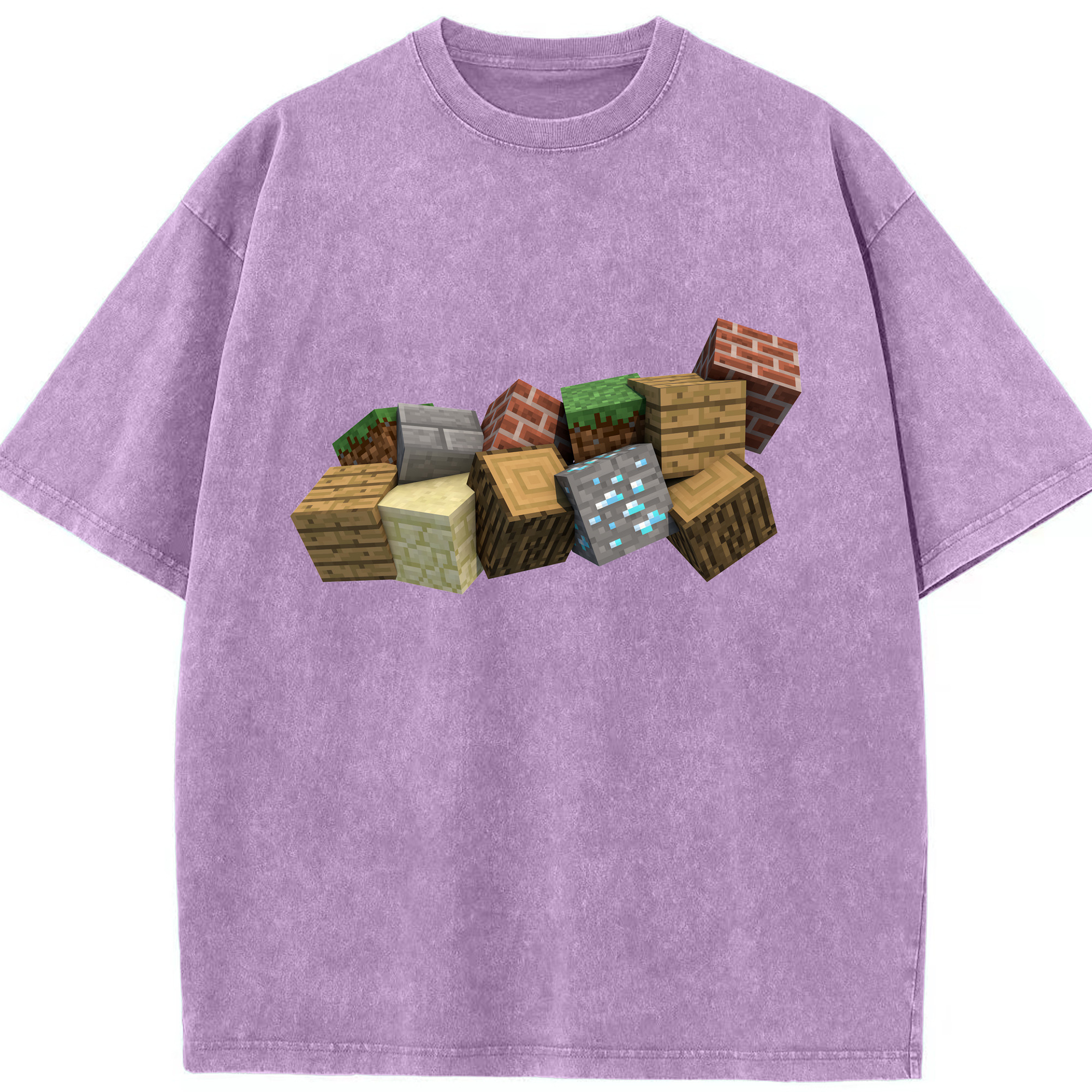 （画像用） マインクラフト ブロックの世界 Minecraft MC Block world 綿100% ヴィンテージ風 半袖Tシャツ（フロントプリント）