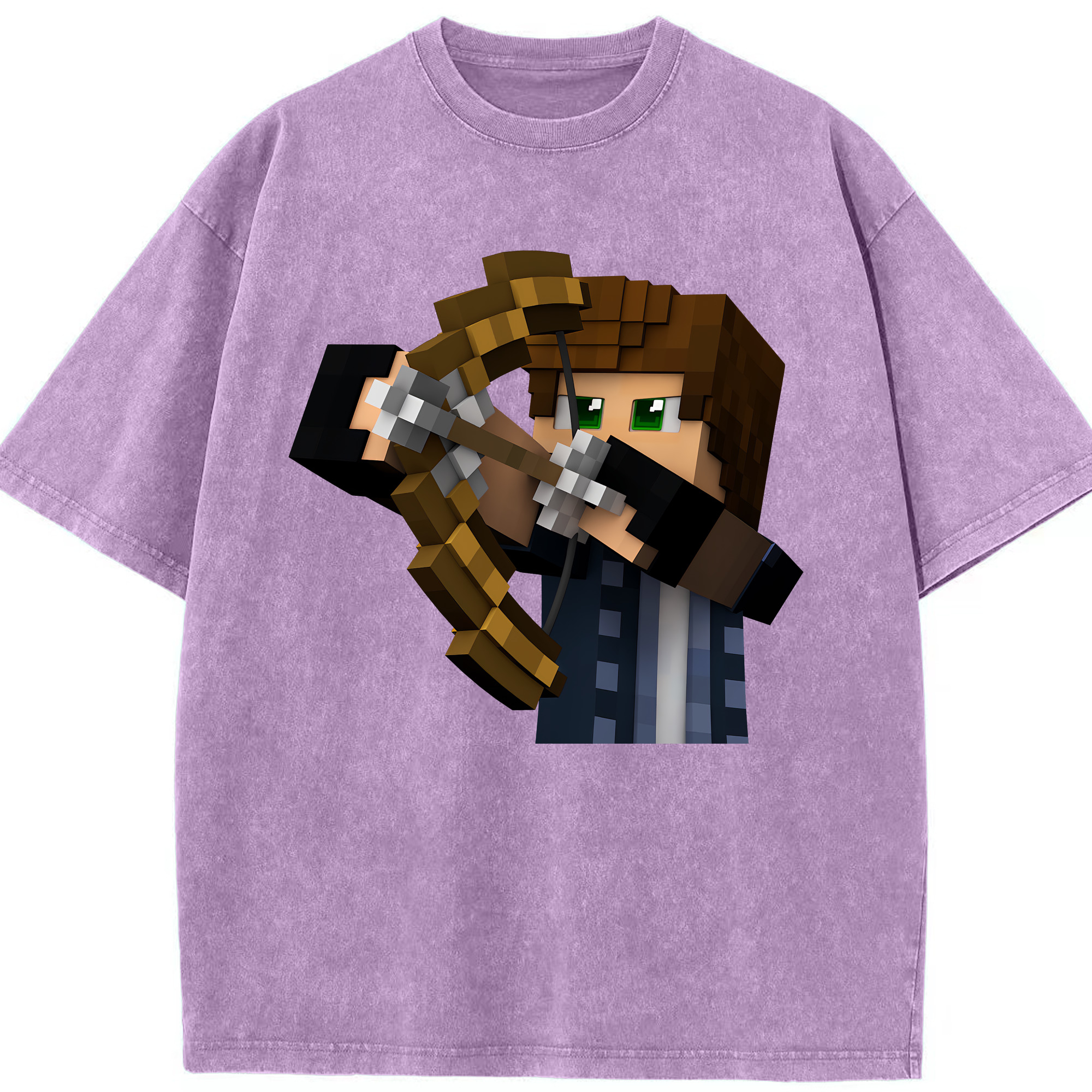 （画像用） マインクラフト ブロックの世界 Minecraft MC Block world 綿100% ヴィンテージ風 半袖Tシャツ（フロントプリント）