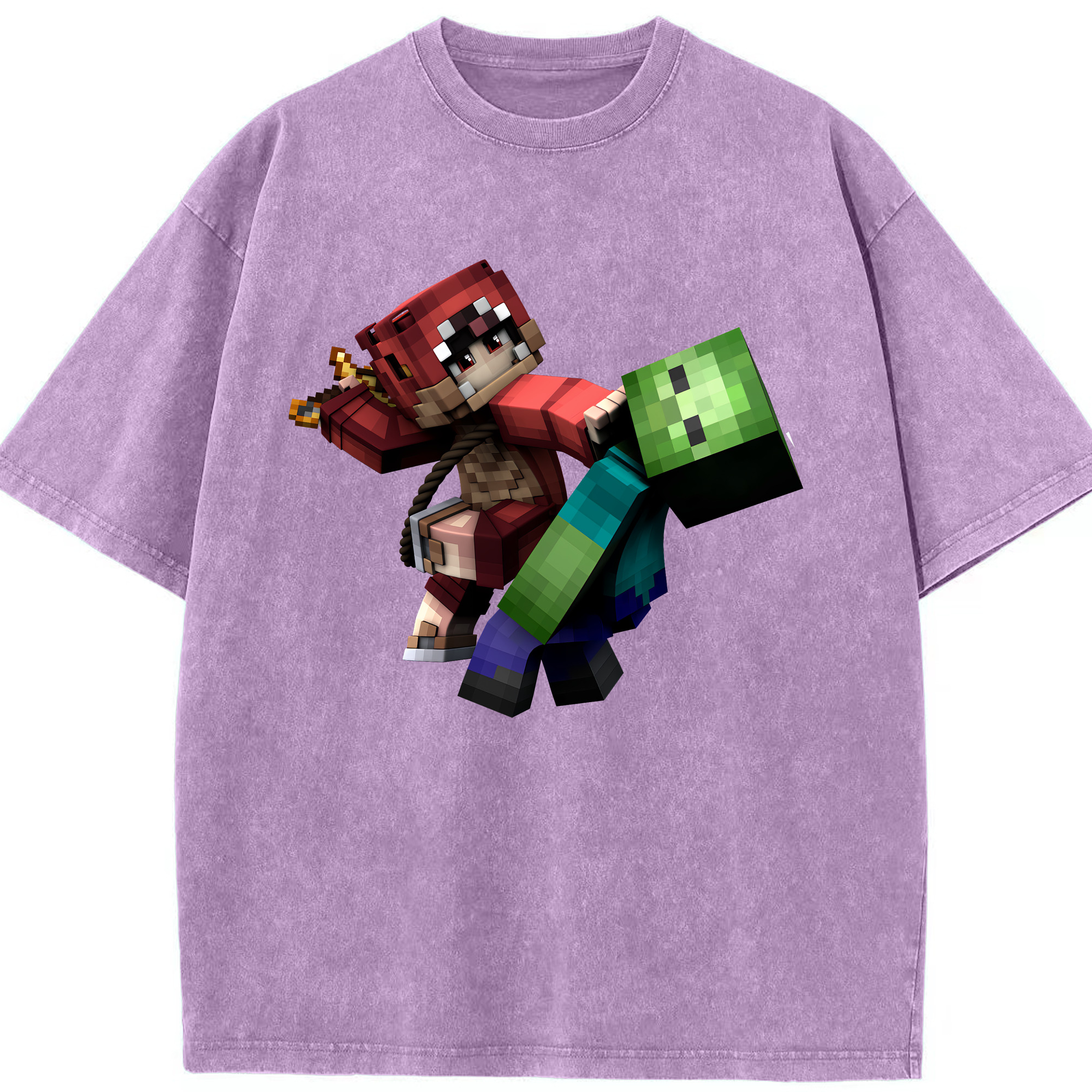 （画像用） マインクラフト ブロックの世界 Minecraft MC Block world 綿100% ヴィンテージ風 半袖Tシャツ（フロントプリント）