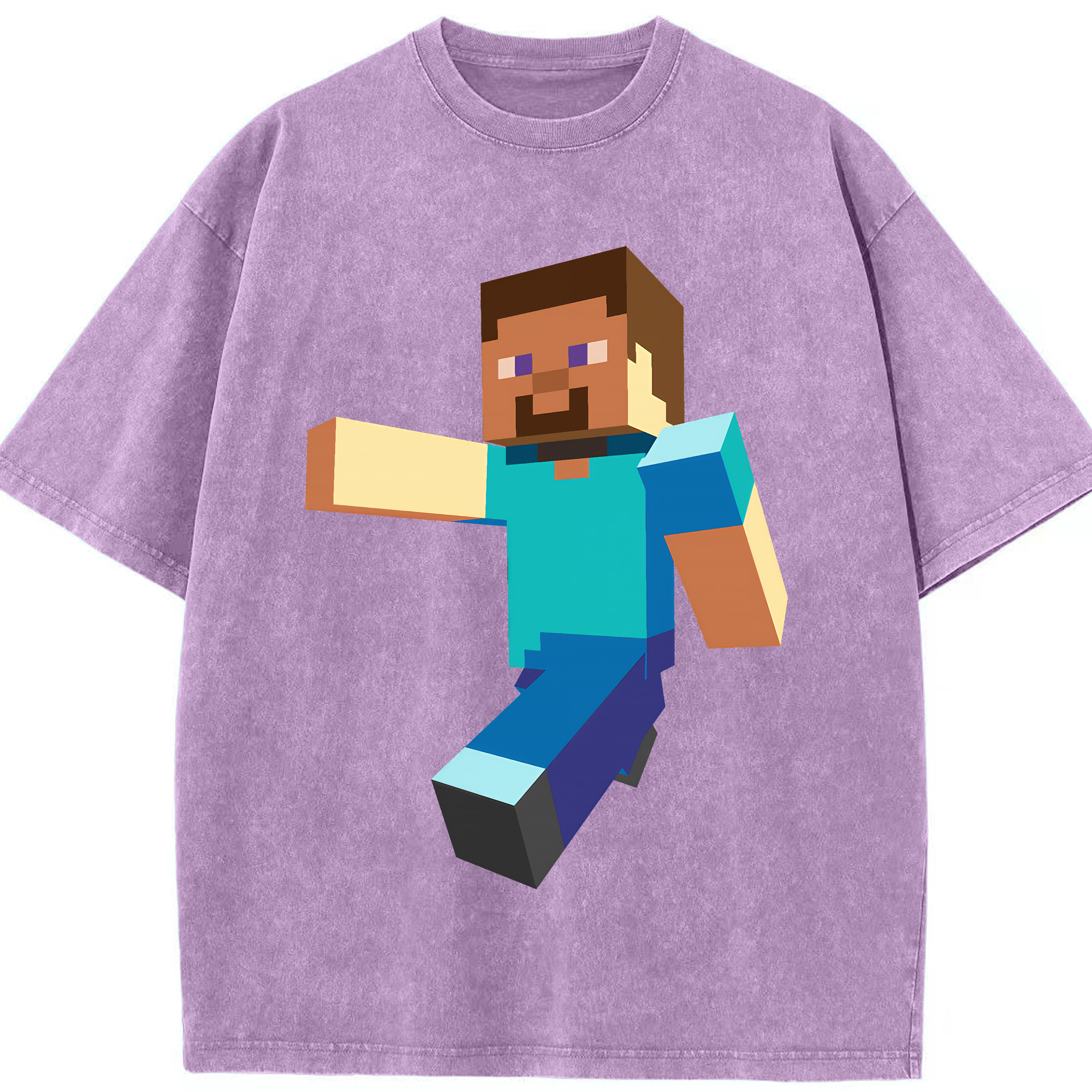 （画像用） マインクラフト ブロックの世界 Minecraft MC Block world 綿100% ヴィンテージ風 半袖Tシャツ（フロントプリント）
