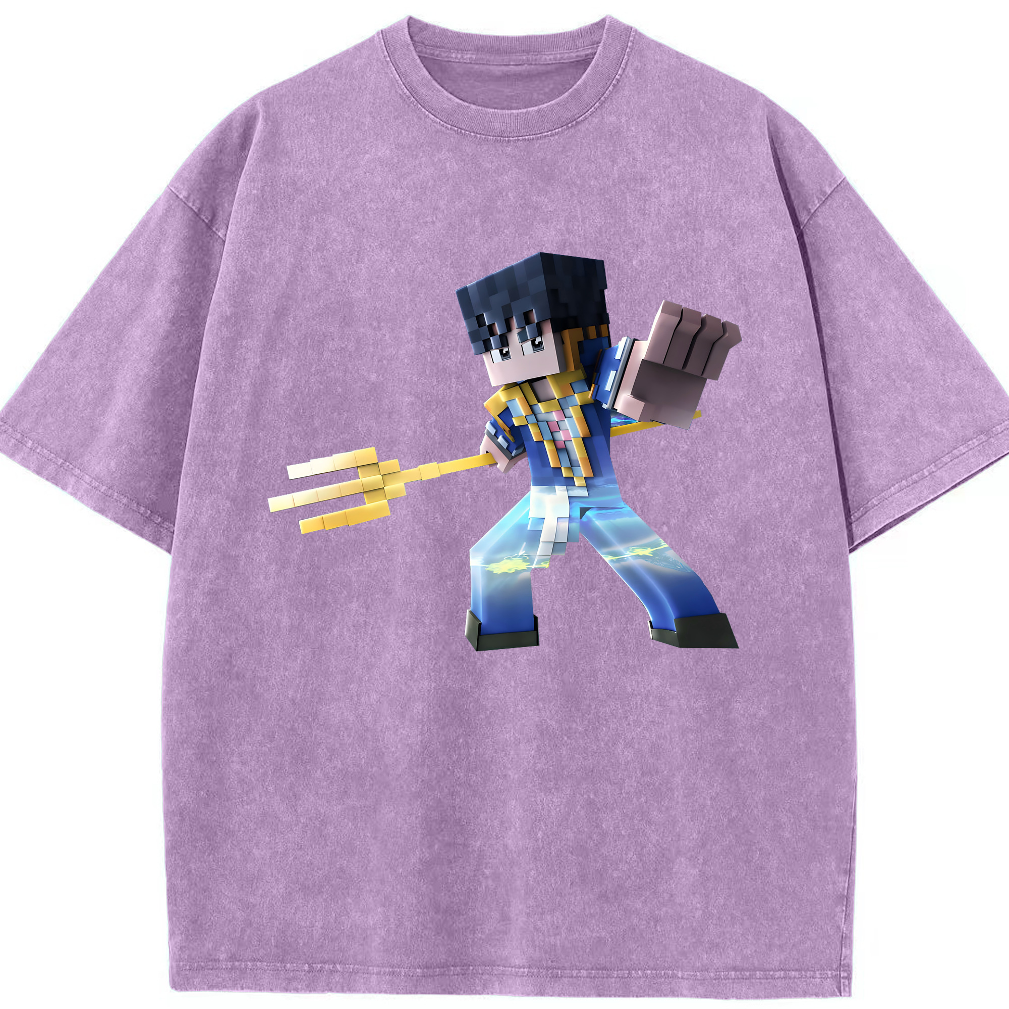 （画像用） マインクラフト ブロックの世界 Minecraft MC Block world 綿100% ヴィンテージ風 半袖Tシャツ（フロントプリント）