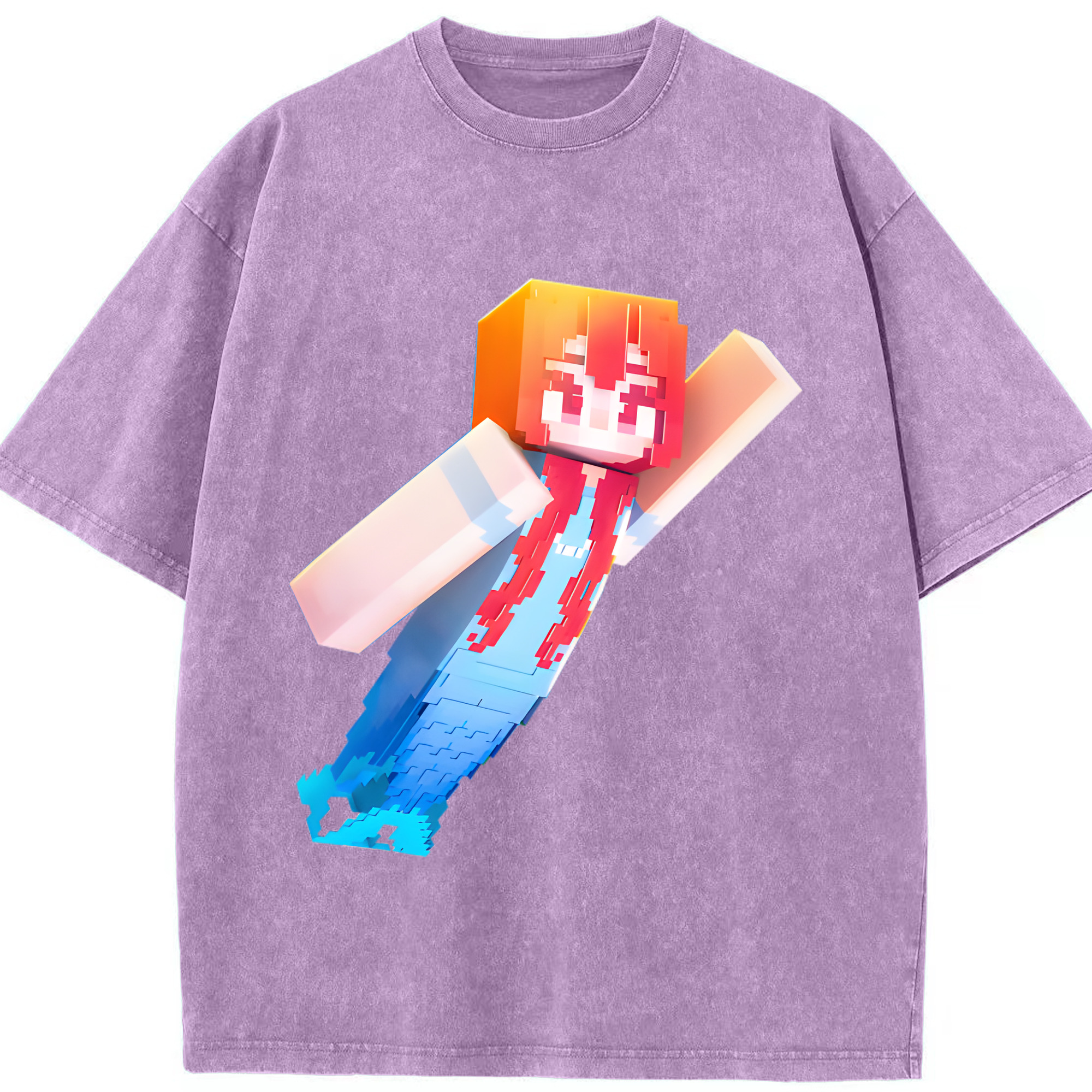 （画像用） マインクラフト ブロックの世界 Minecraft MC Block world 綿100% ヴィンテージ風 半袖Tシャツ（フロントプリント）