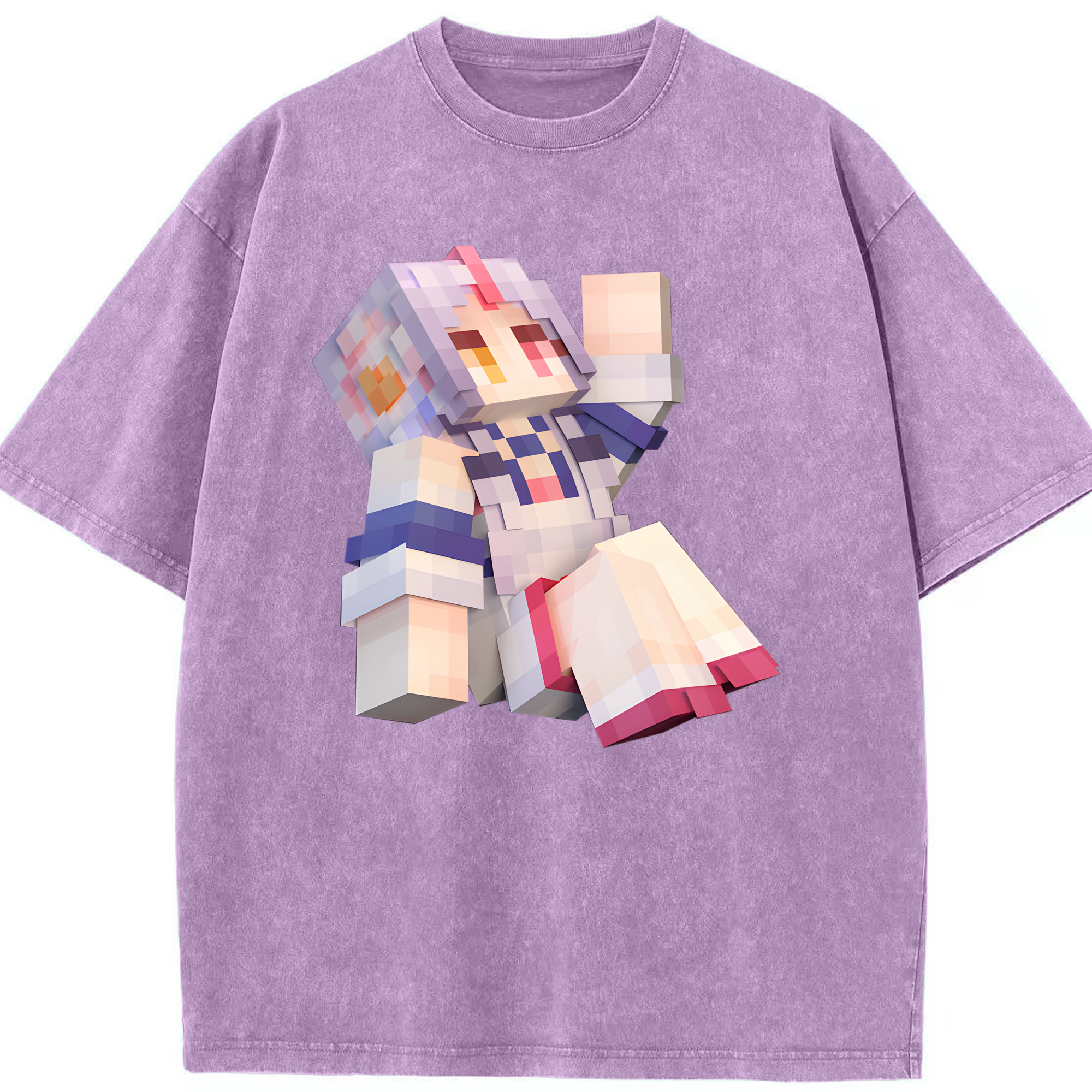 （画像用） マインクラフト ブロックの世界 Minecraft MC Block world 綿100% ヴィンテージ風 半袖Tシャツ（フロントプリント）