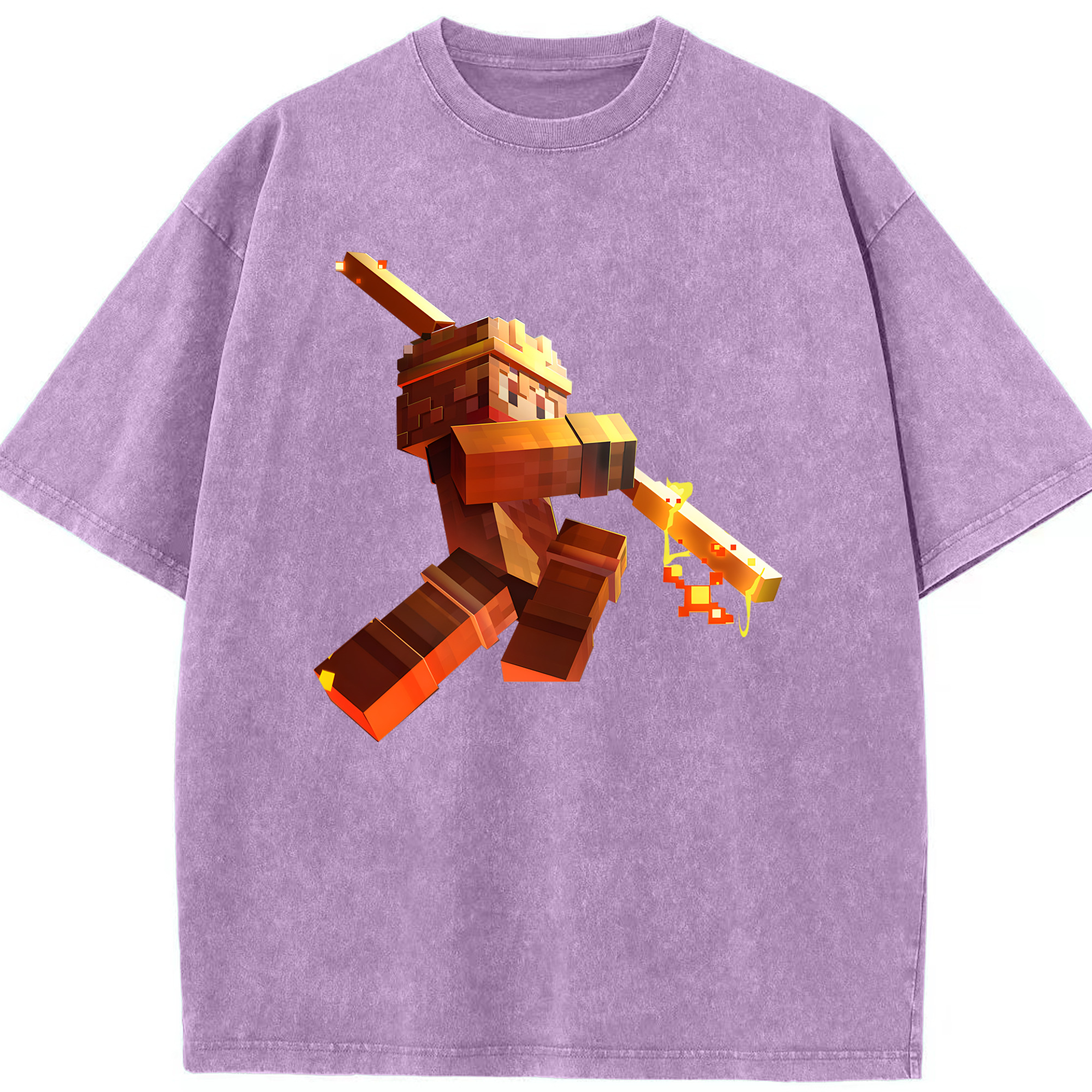 （画像用） マインクラフト ブロックの世界 Minecraft MC Block world 綿100% ヴィンテージ風 半袖Tシャツ（フロントプリント）