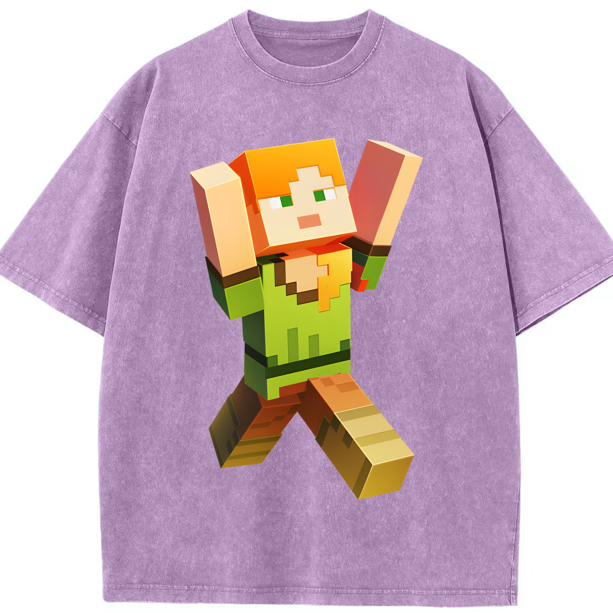 （画像用） マインクラフト ブロックの世界 Minecraft MC Block world 綿100% ヴィンテージ風 半袖Tシャツ（フロントプリント）