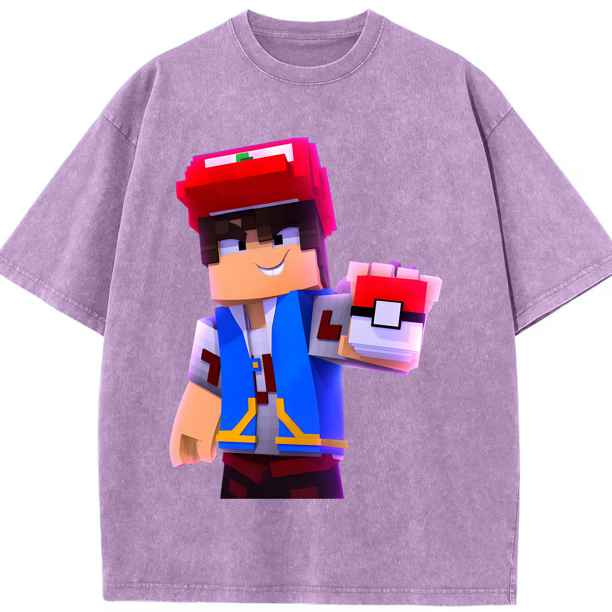 （画像用） マインクラフト ブロックの世界 Minecraft MC Block world 綿100% ヴィンテージ風 半袖Tシャツ（フロントプリント）