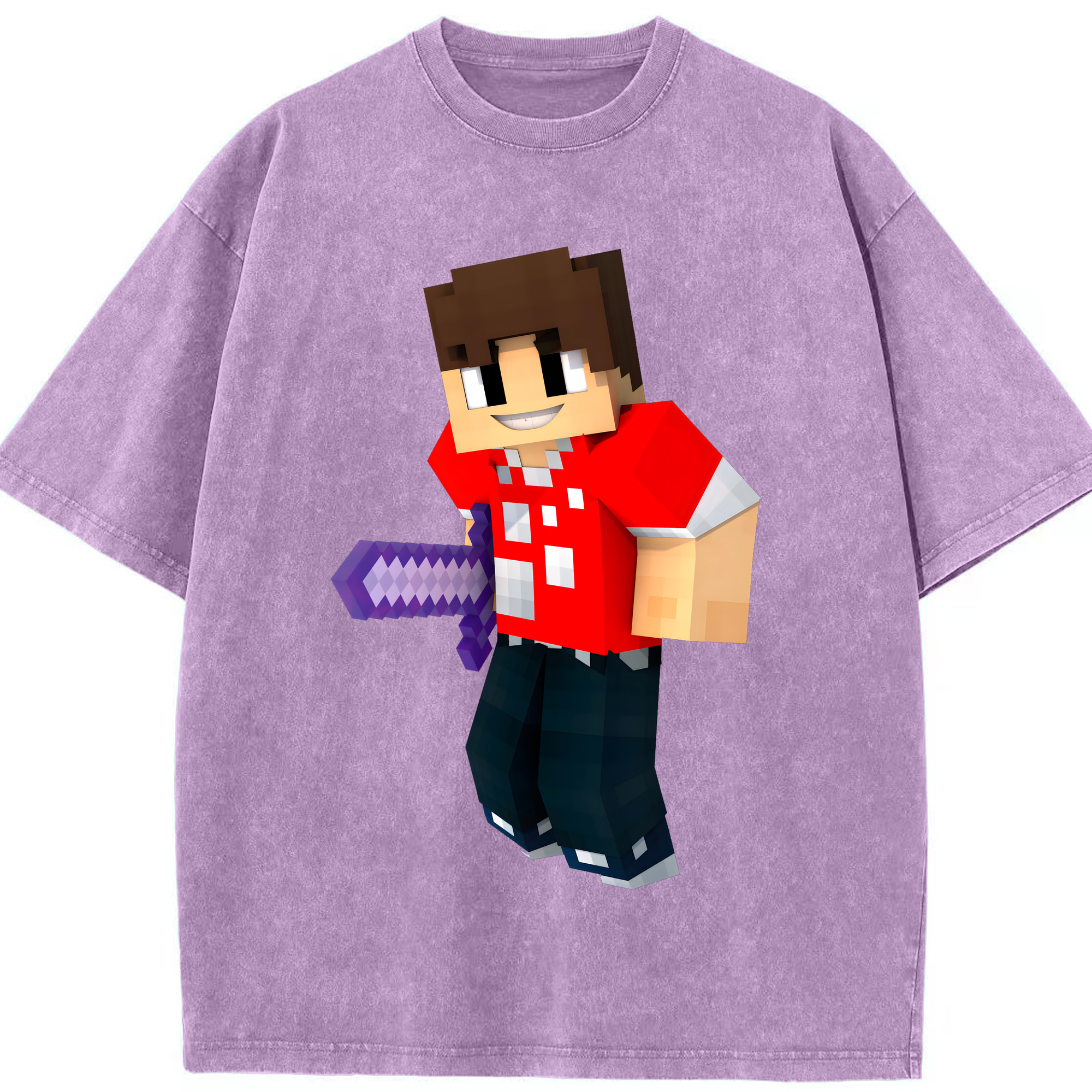 （画像用） マインクラフト ブロックの世界 Minecraft MC Block world 綿100% ヴィンテージ風 半袖Tシャツ（フロントプリント）