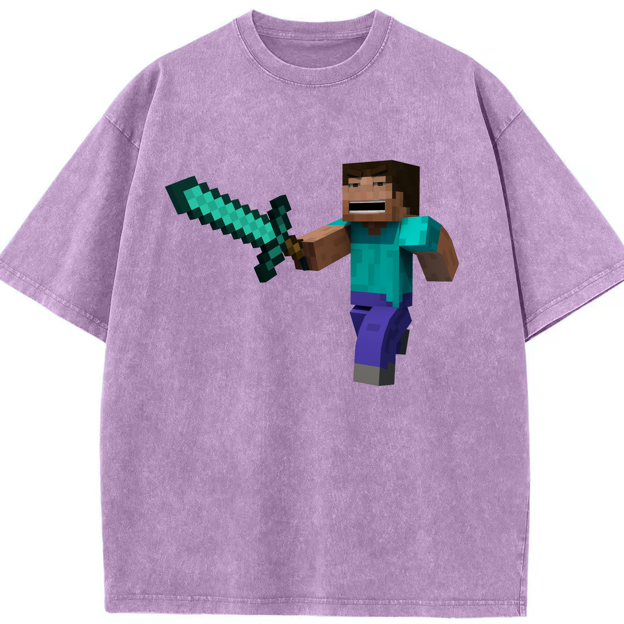 （画像用） マインクラフト ブロックの世界 Minecraft MC Block world 綿100% ヴィンテージ風 半袖Tシャツ（フロントプリント）