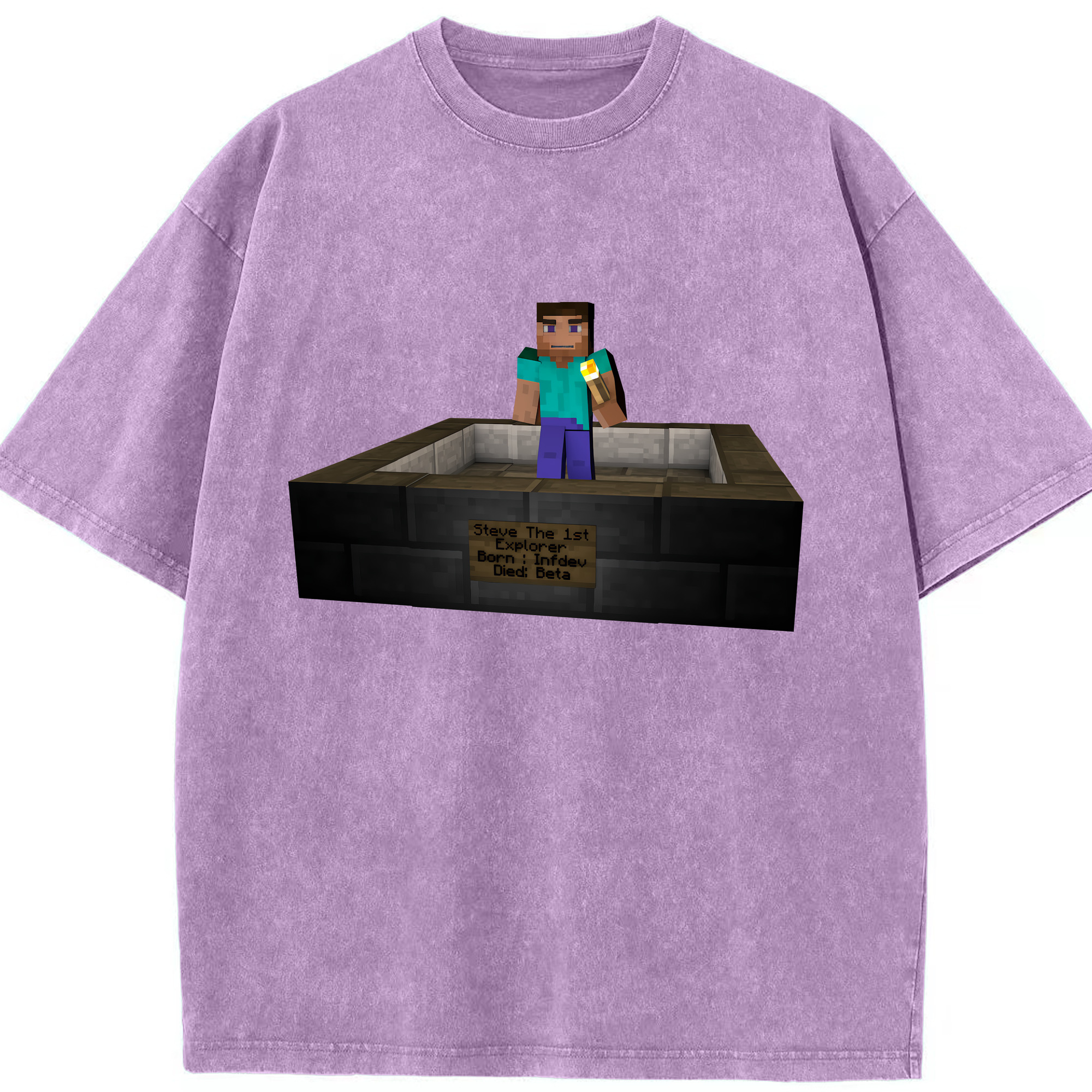 （画像用） マインクラフト ブロックの世界 Minecraft MC Block world 綿100% ヴィンテージ風 半袖Tシャツ（フロントプリント）