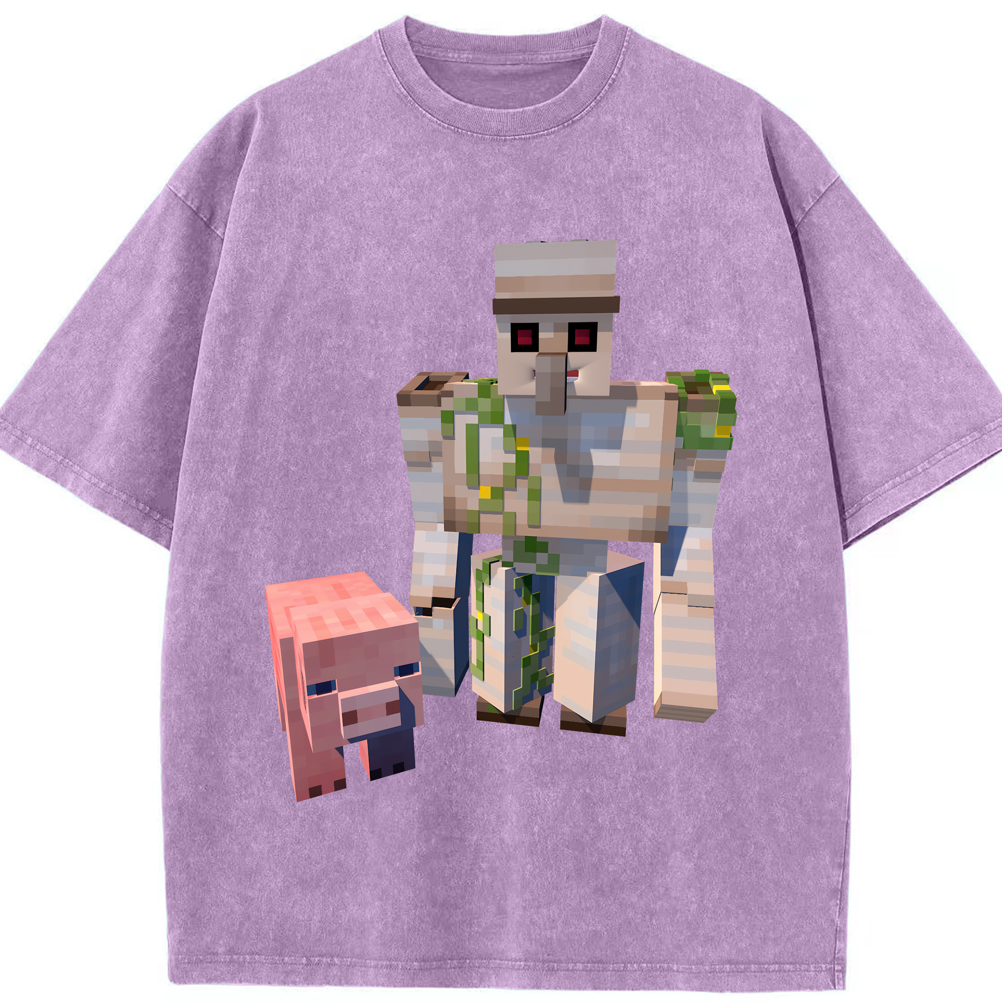 （画像用） マインクラフト ブロックの世界 Minecraft MC Block world 綿100% ヴィンテージ風 半袖Tシャツ（フロントプリント）