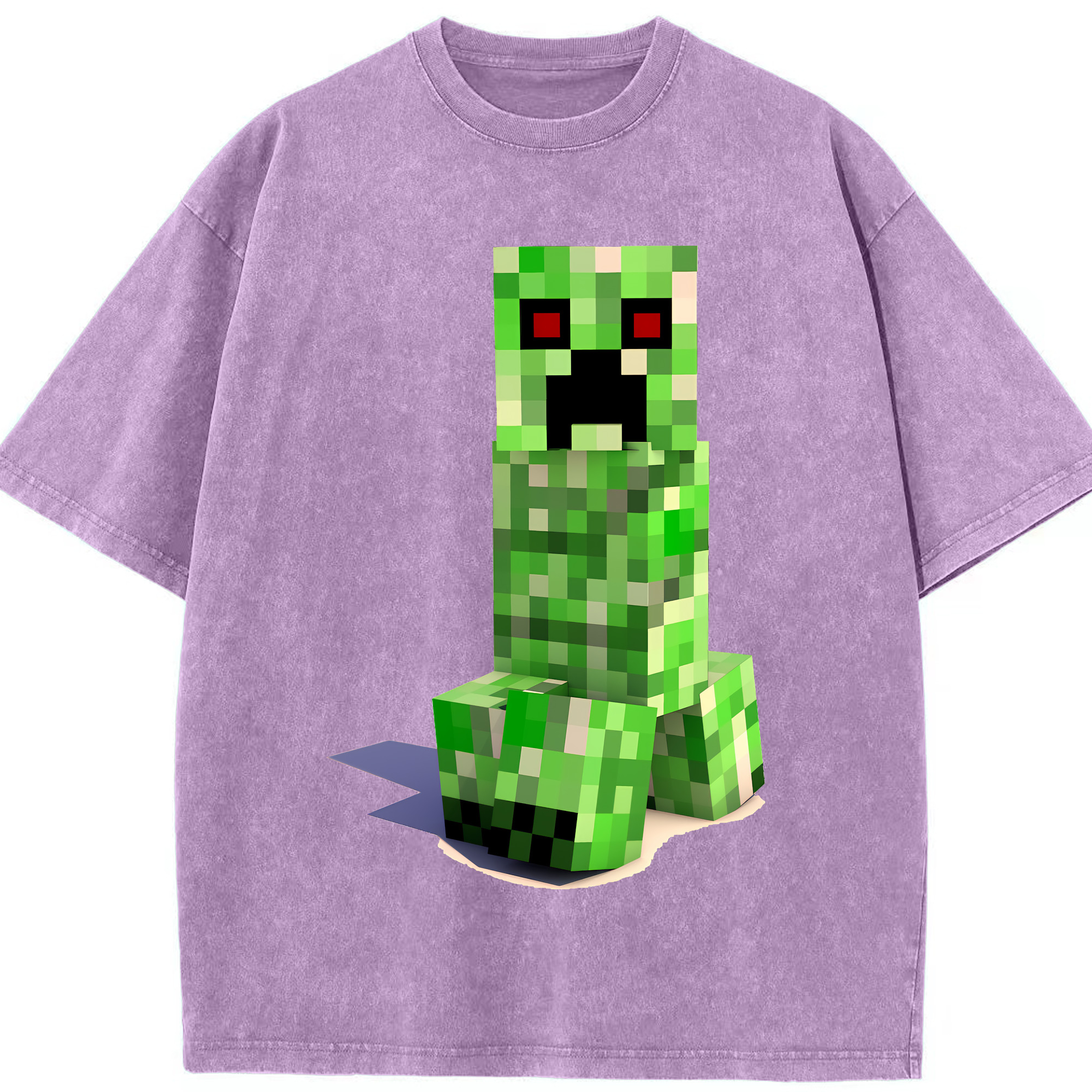 （画像用） マインクラフト ブロックの世界 Minecraft MC Block world 綿100% ヴィンテージ風 半袖Tシャツ（フロントプリント）