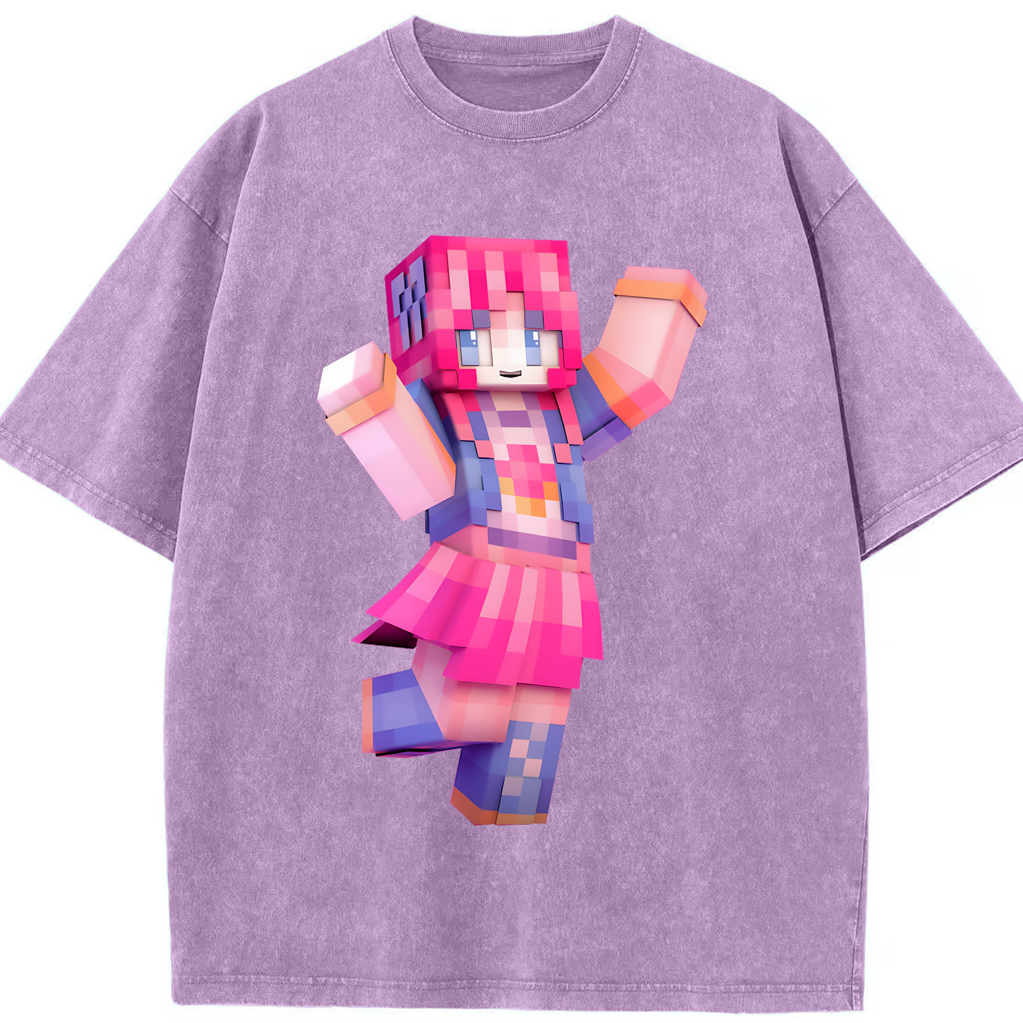 （画像用） マインクラフト ブロックの世界 Minecraft MC Block world 綿100% ヴィンテージ風 半袖Tシャツ（フロントプリント）