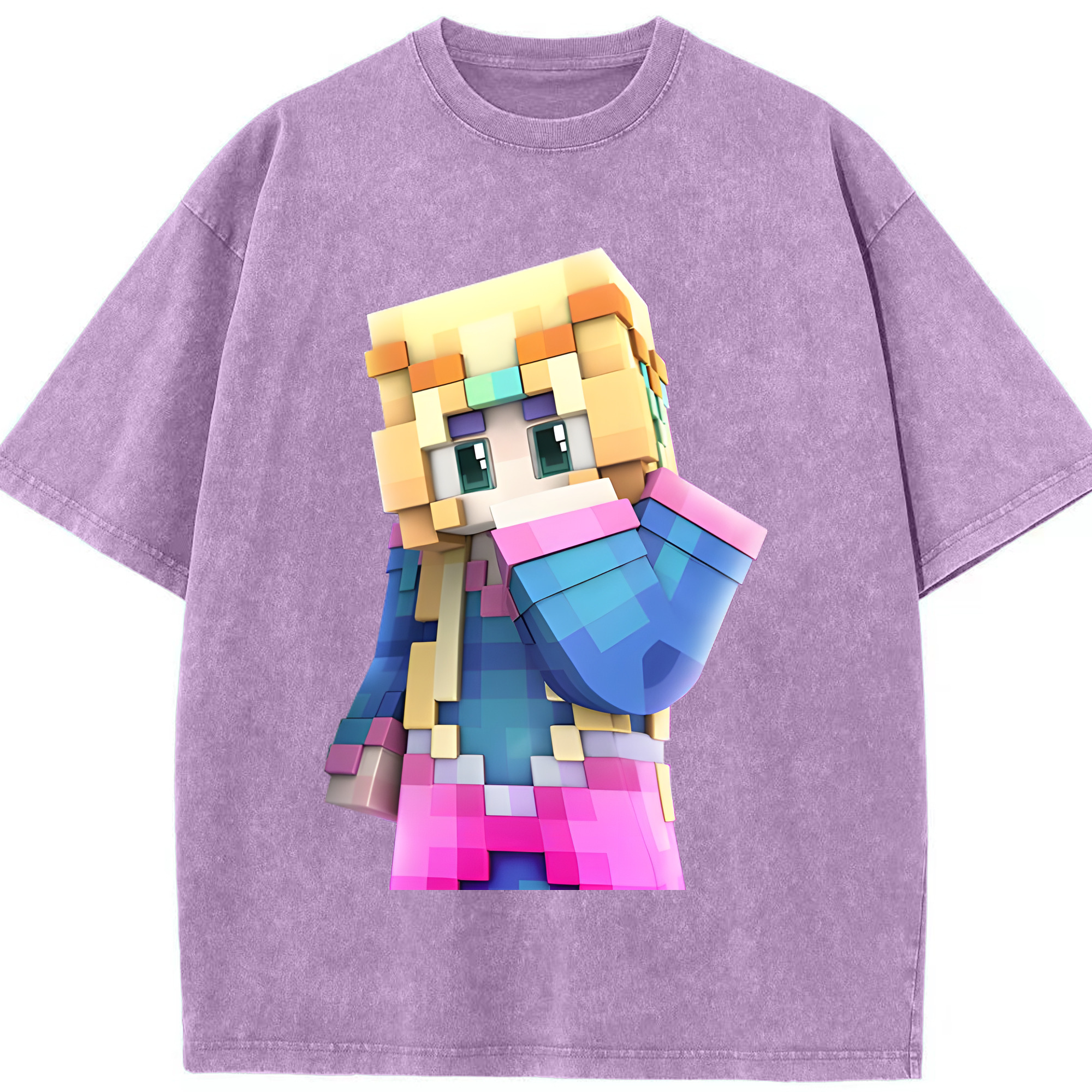 （画像用） マインクラフト ブロックの世界 Minecraft MC Block world 綿100% ヴィンテージ風 半袖Tシャツ（フロントプリント）