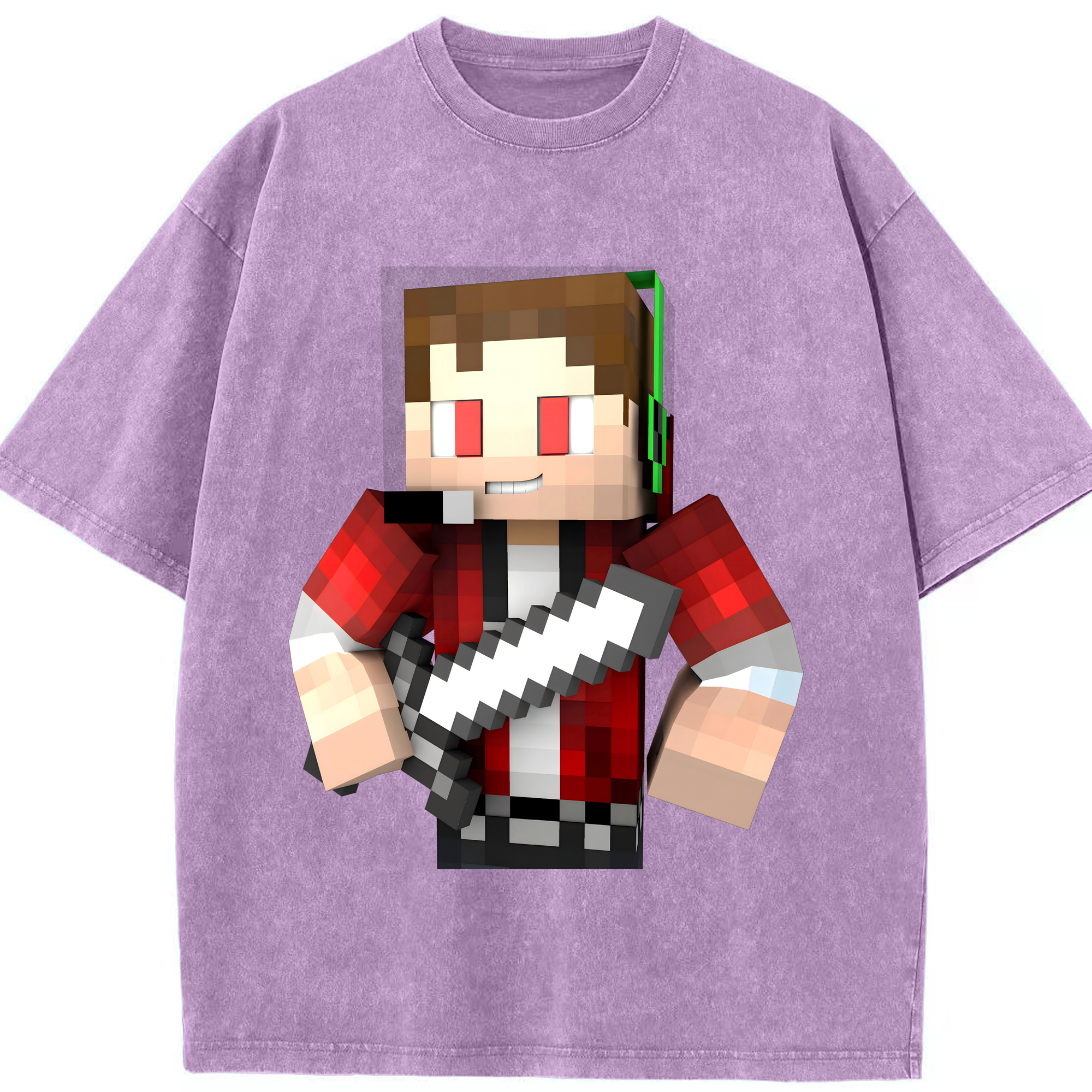 （画像用） マインクラフト ブロックの世界 Minecraft MC Block world 綿100% ヴィンテージ風 半袖Tシャツ（フロントプリント）