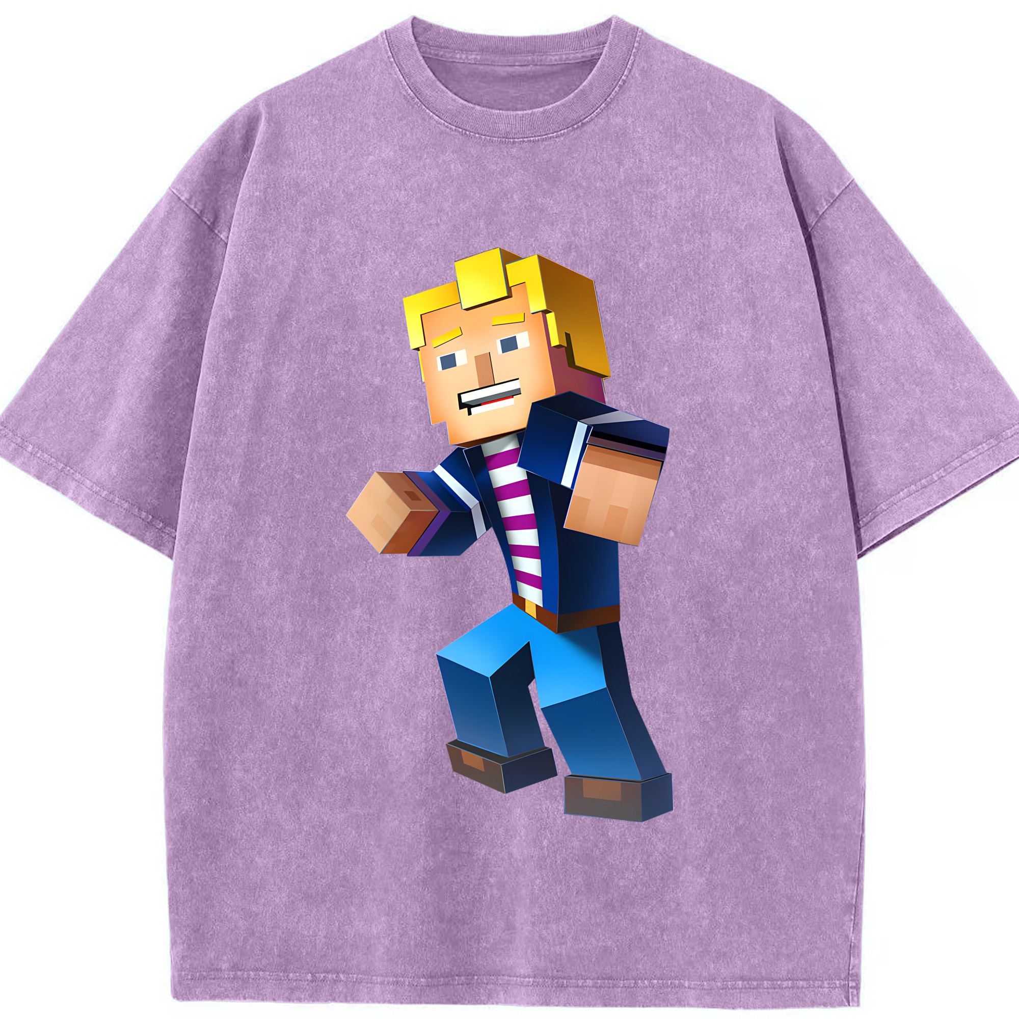 （画像用） マインクラフト ブロックの世界 Minecraft MC Block world 綿100% ヴィンテージ風 半袖Tシャツ（フロントプリント）