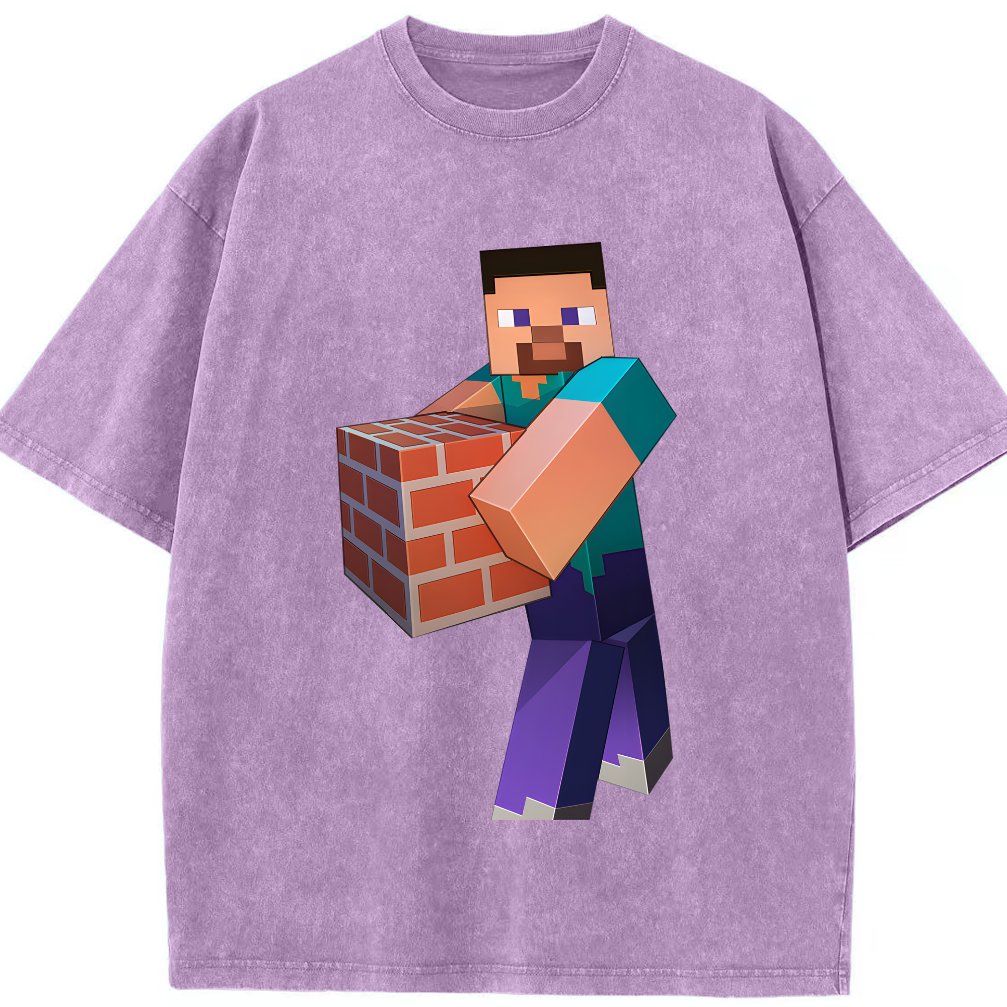 （画像用） マインクラフト ブロックの世界 Minecraft MC Block world 綿100% ヴィンテージ風 半袖Tシャツ（フロントプリント）