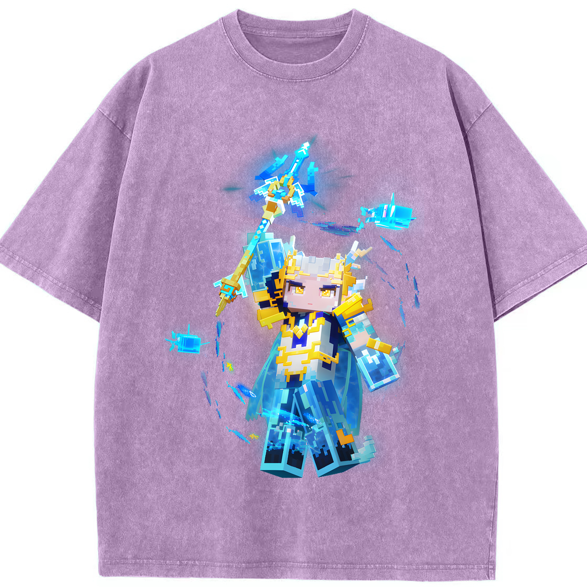 （画像用） マインクラフト ブロックの世界 Minecraft MC Block world 綿100% ヴィンテージ風 半袖Tシャツ（フロントプリント）