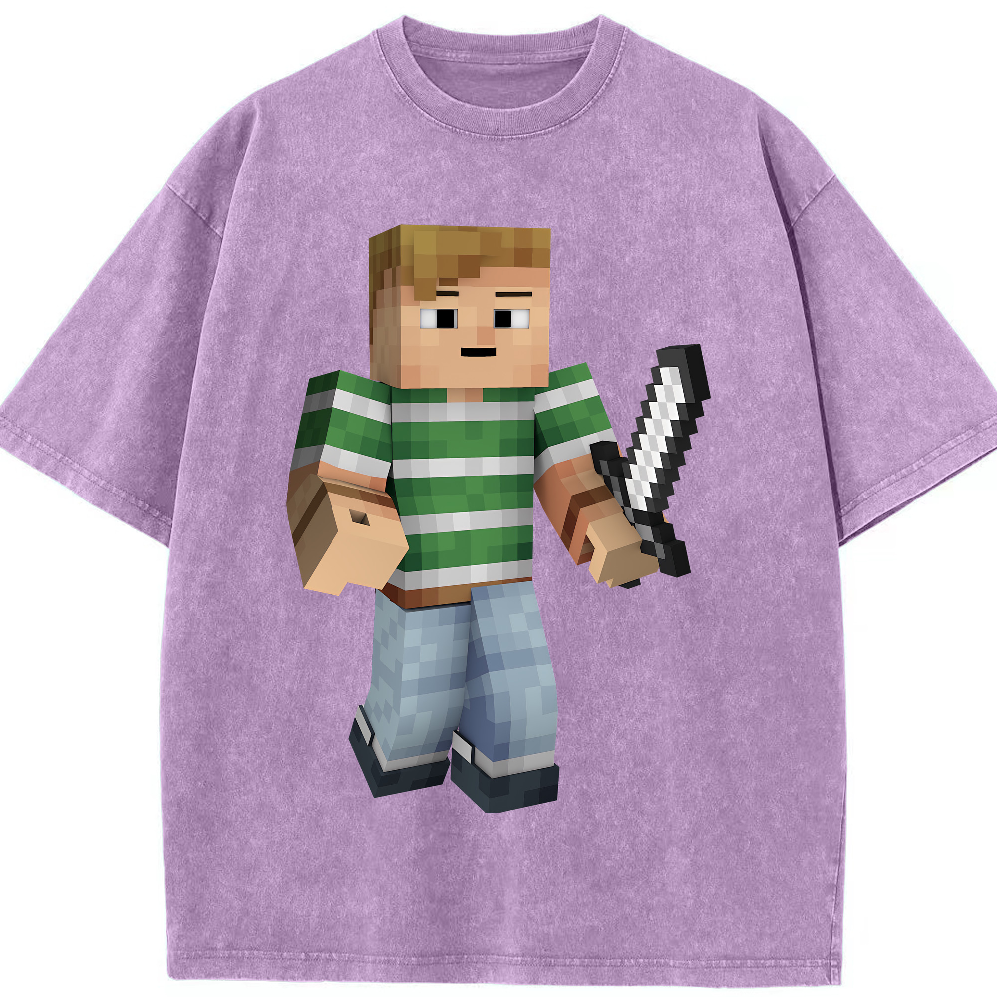 （画像用） マインクラフト ブロックの世界 Minecraft MC Block world 綿100% ヴィンテージ風 半袖Tシャツ（フロントプリント）