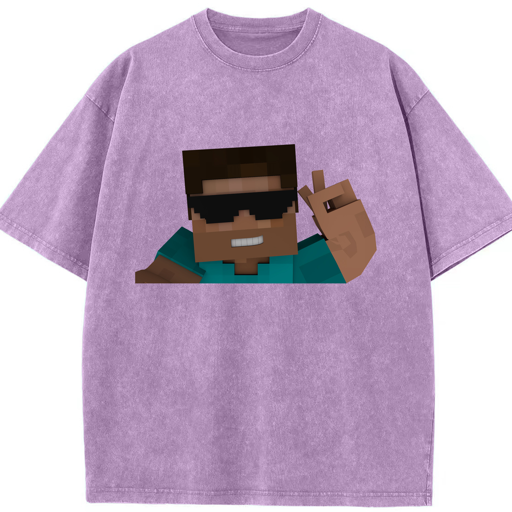 （画像用） マインクラフト ブロックの世界 Minecraft MC Block world 綿100% ヴィンテージ風 半袖Tシャツ（フロントプリント）