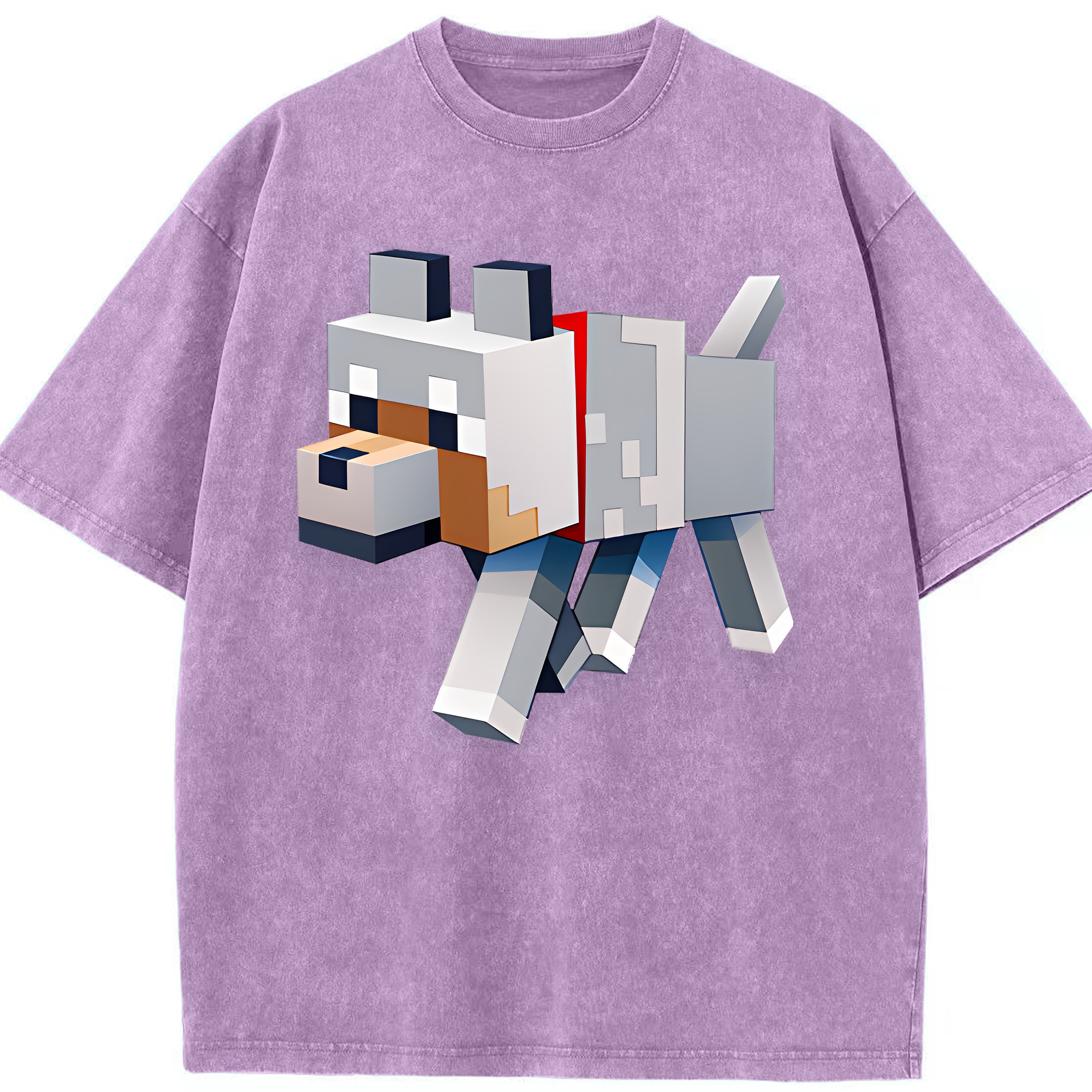 （画像用） マインクラフト ブロックの世界 Minecraft MC Block world 綿100% ヴィンテージ風 半袖Tシャツ（フロントプリント）