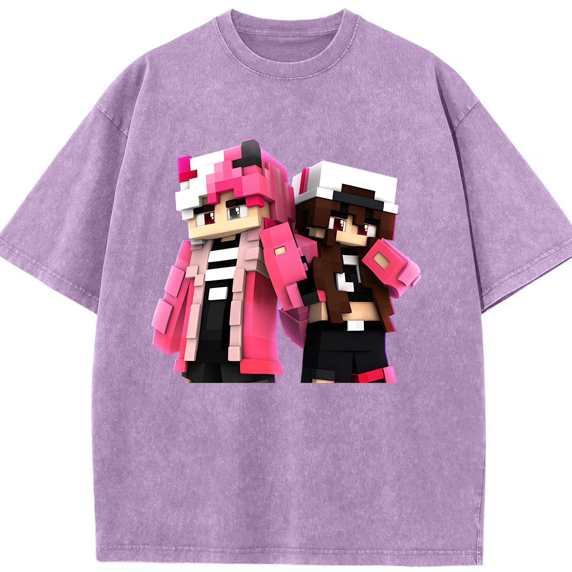 （画像用） マインクラフト ブロックの世界 Minecraft MC Block world 綿100% ヴィンテージ風 半袖Tシャツ（フロントプリント）