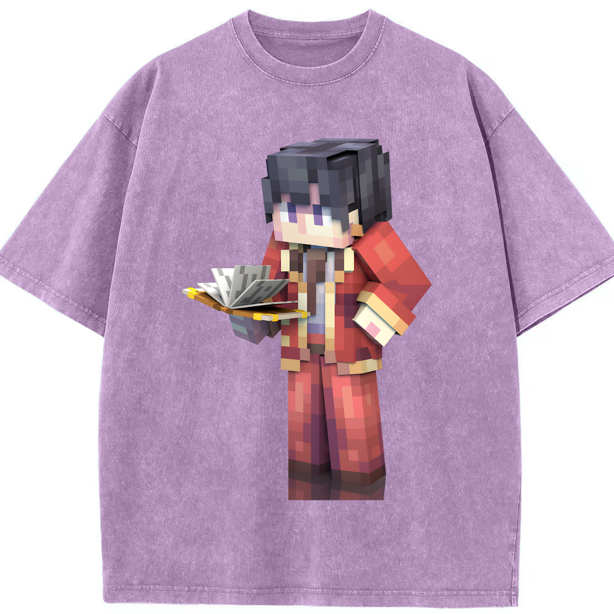 （画像用） マインクラフト ブロックの世界 Minecraft MC Block world 綿100% ヴィンテージ風 半袖Tシャツ（フロントプリント）