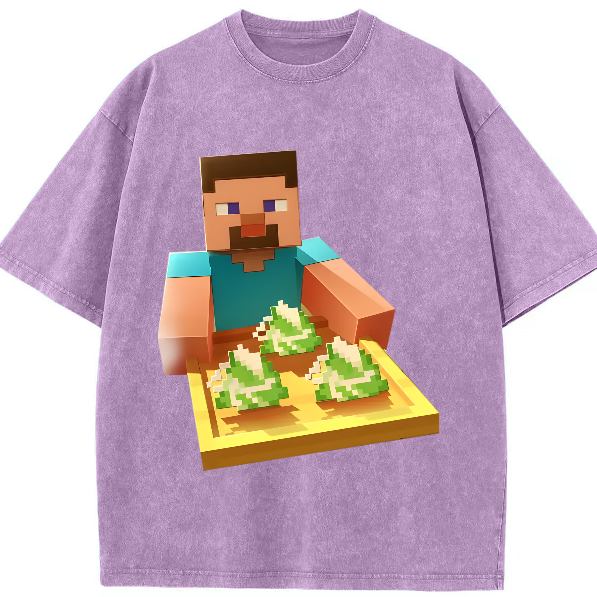 （画像用） マインクラフト ブロックの世界 Minecraft MC Block world 綿100% ヴィンテージ風 半袖Tシャツ（フロントプリント）