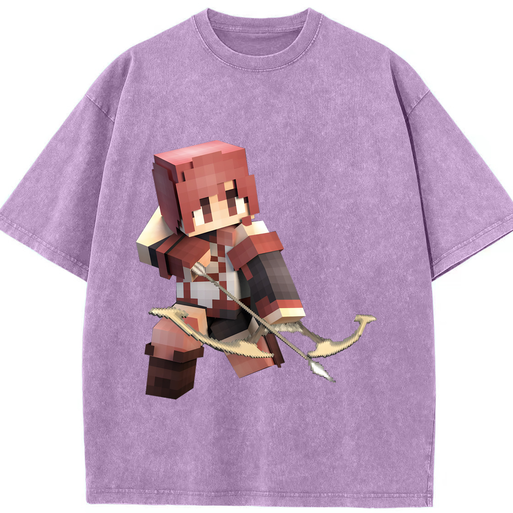 （画像用） マインクラフト ブロックの世界 Minecraft MC Block world 綿100% ヴィンテージ風 半袖Tシャツ（フロントプリント）