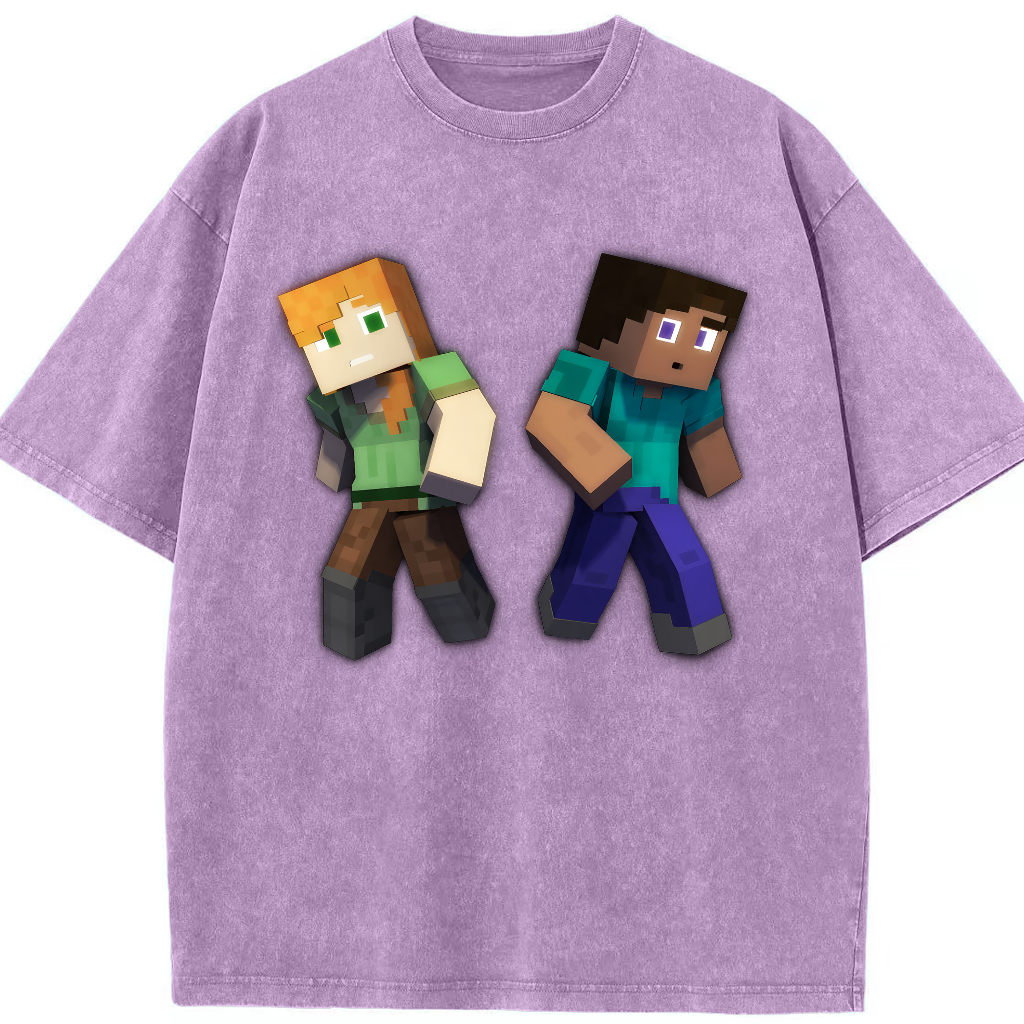 （画像用） マインクラフト ブロックの世界 Minecraft MC Block world 綿100% ヴィンテージ風 半袖Tシャツ（フロントプリント）