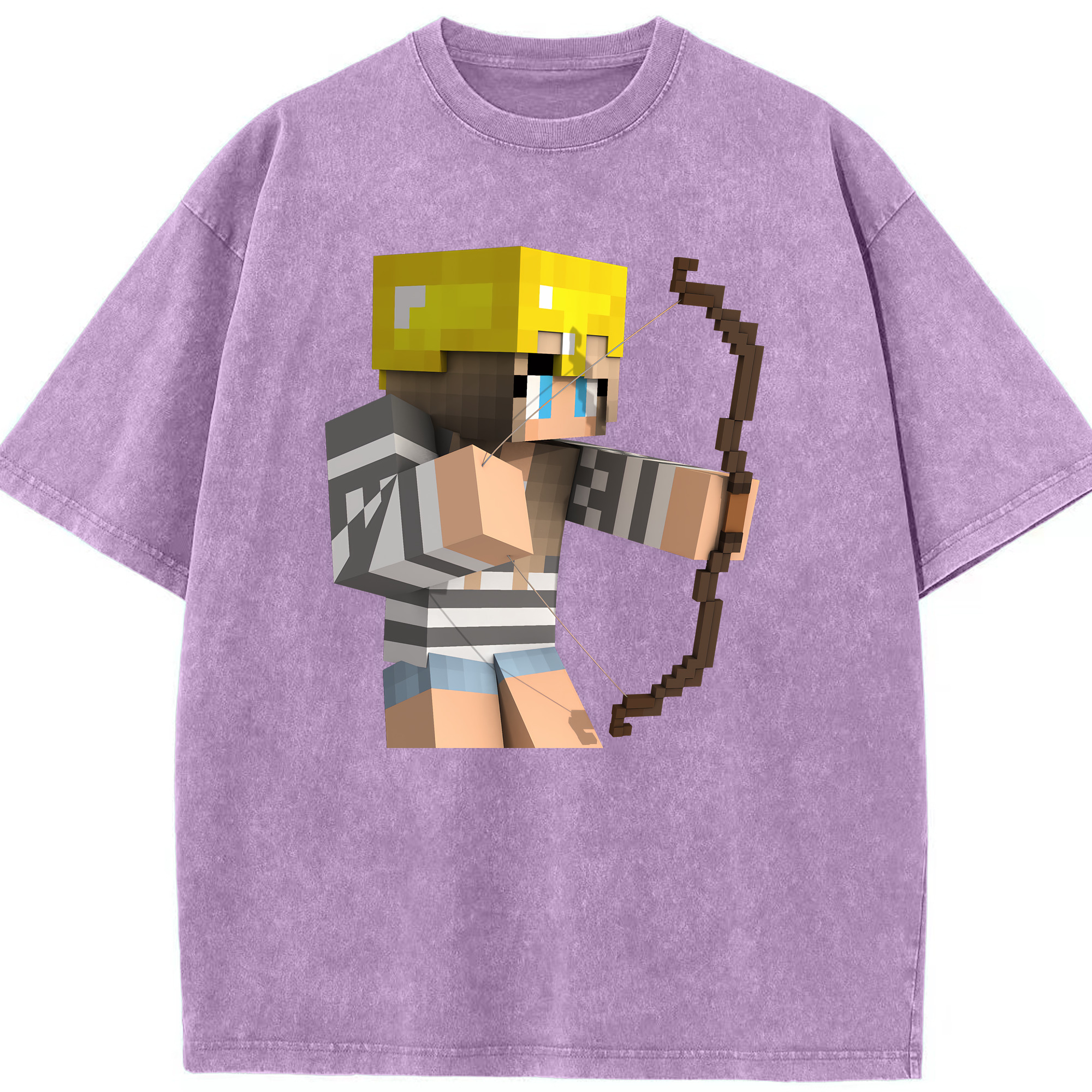 （画像用） マインクラフト ブロックの世界 Minecraft MC Block world 綿100% ヴィンテージ風 半袖Tシャツ（フロントプリント）