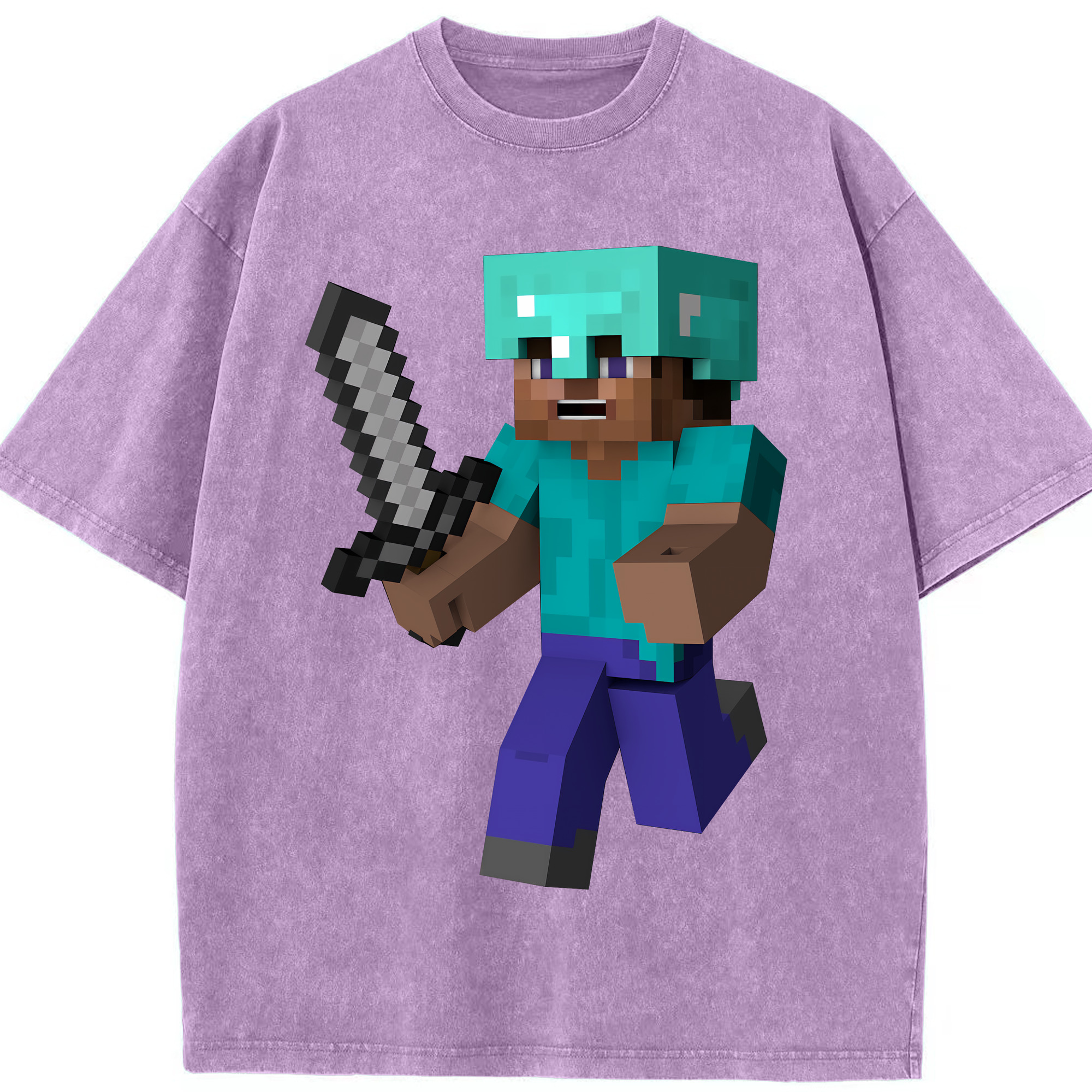 （画像用） マインクラフト ブロックの世界 Minecraft MC Block world 綿100% ヴィンテージ風 半袖Tシャツ（フロントプリント）
