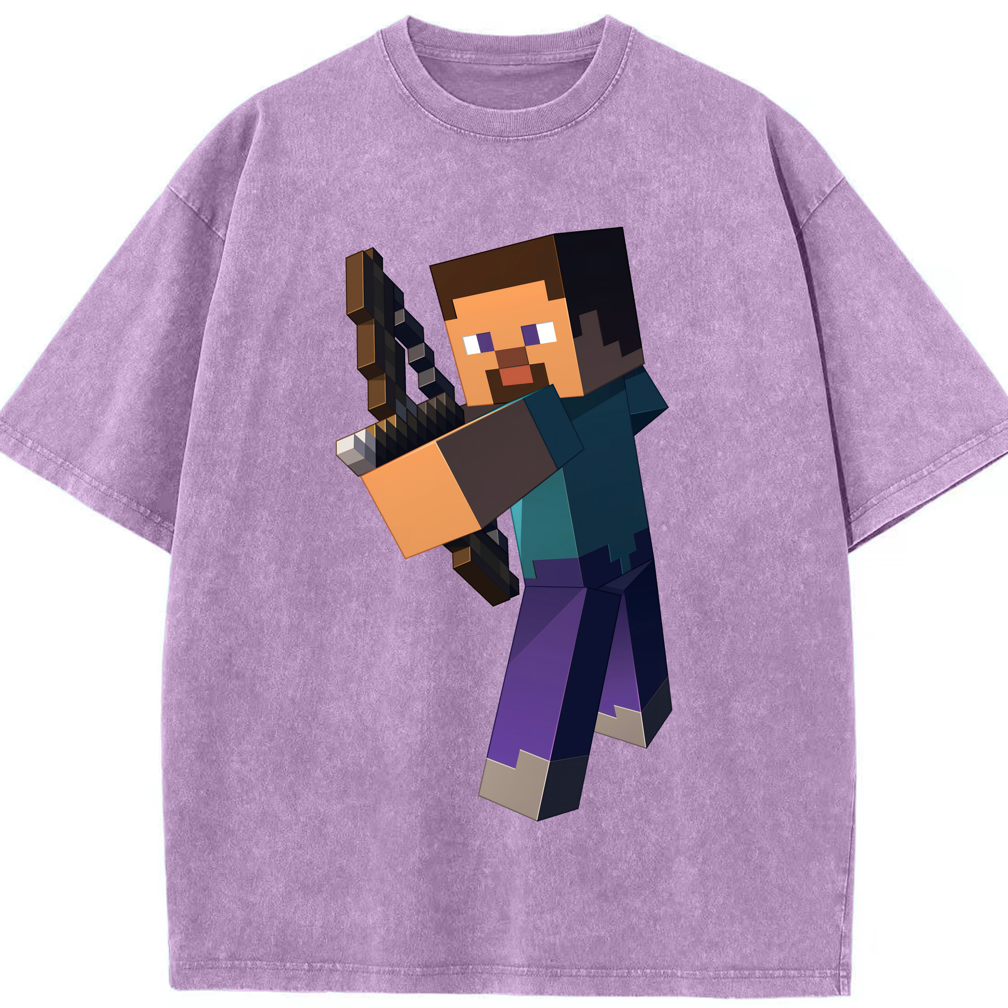 （画像用） マインクラフト ブロックの世界 Minecraft MC Block world 綿100% ヴィンテージ風 半袖Tシャツ（フロントプリント）