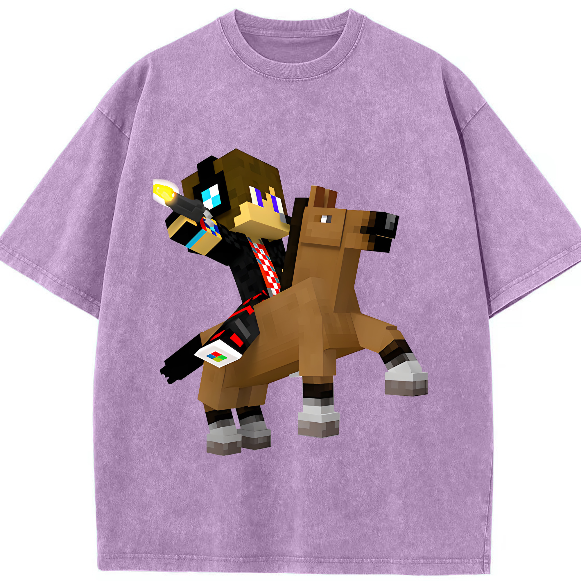 （画像用） マインクラフト ブロックの世界 Minecraft MC Block world 綿100% ヴィンテージ風 半袖Tシャツ（フロントプリント）