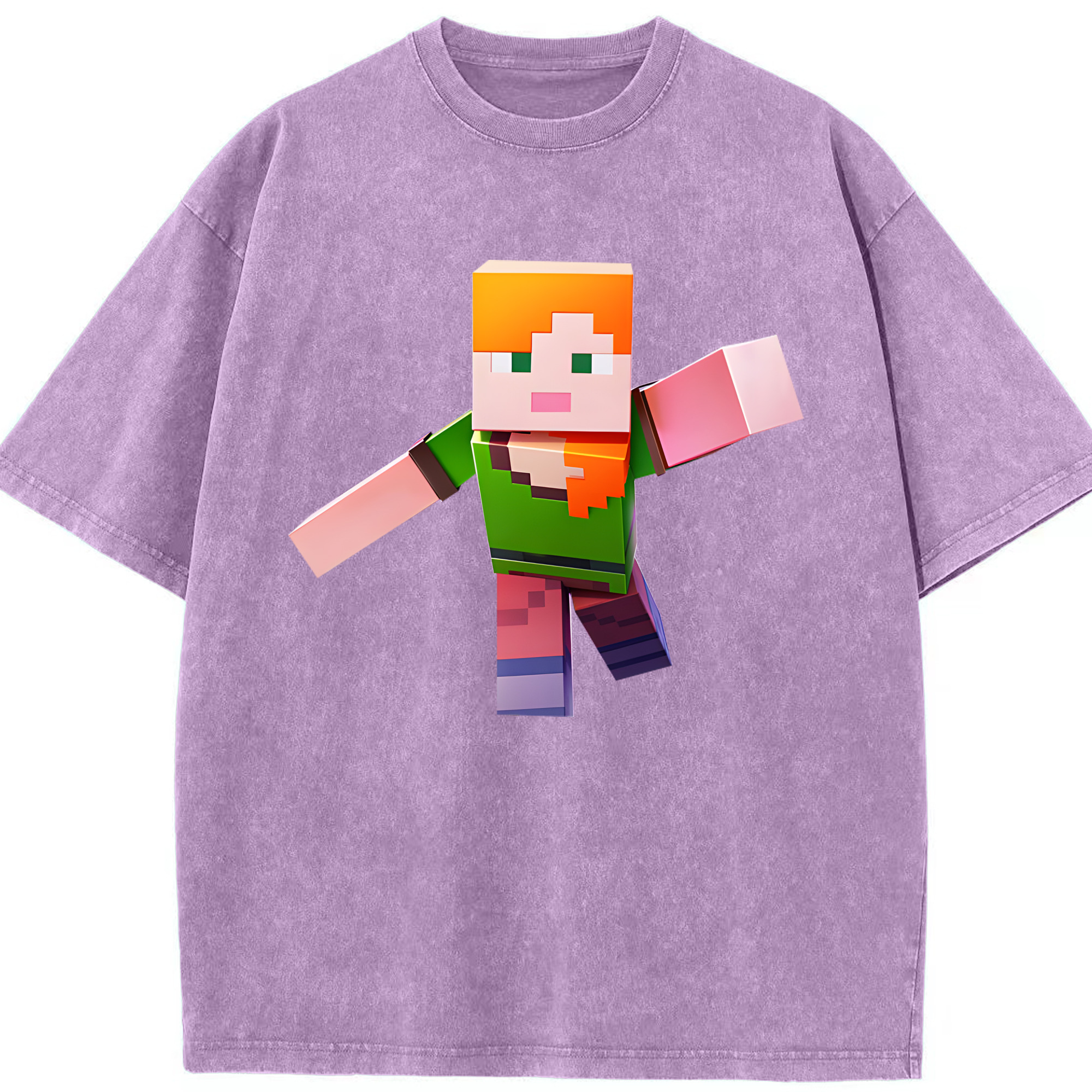 （画像用） マインクラフト ブロックの世界 Minecraft MC Block world 綿100% ヴィンテージ風 半袖Tシャツ（フロントプリント）