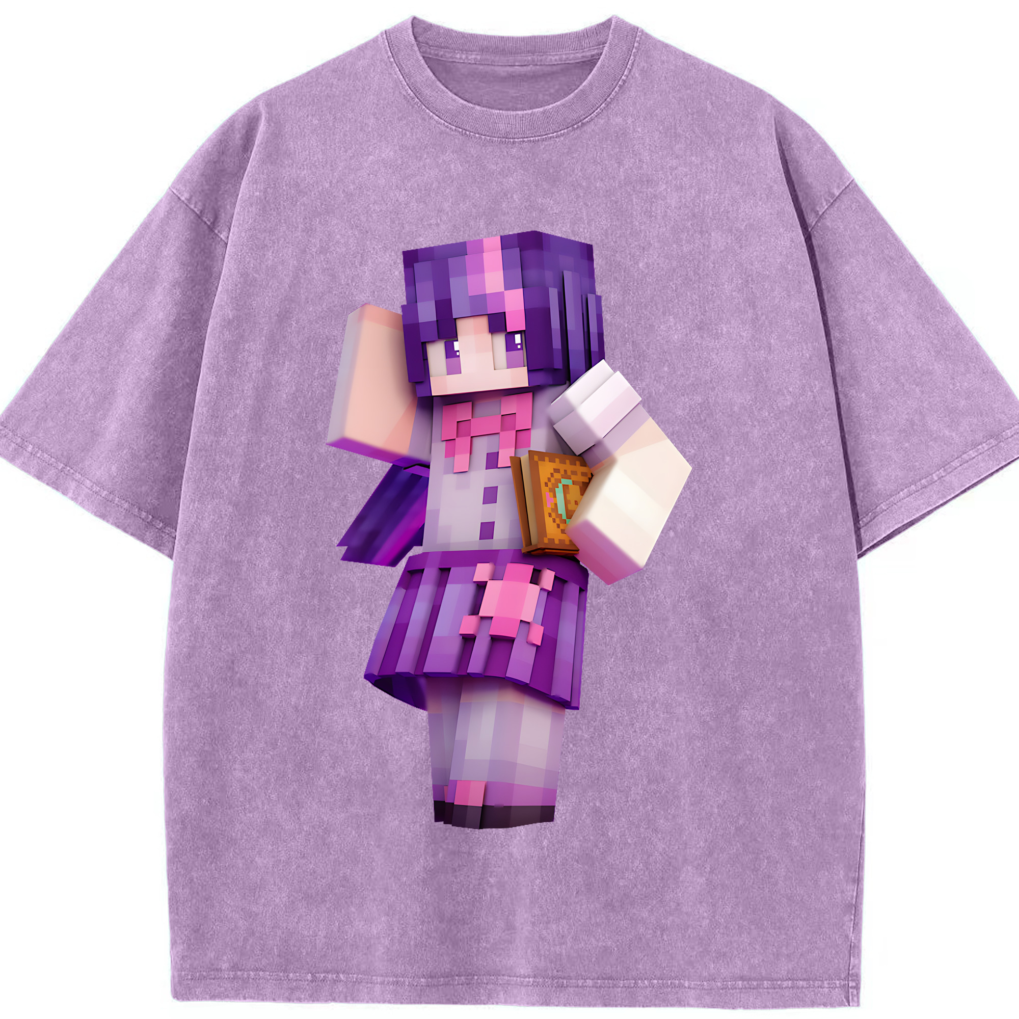 （画像用） マインクラフト ブロックの世界 Minecraft MC Block world 綿100% ヴィンテージ風 半袖Tシャツ（フロントプリント）