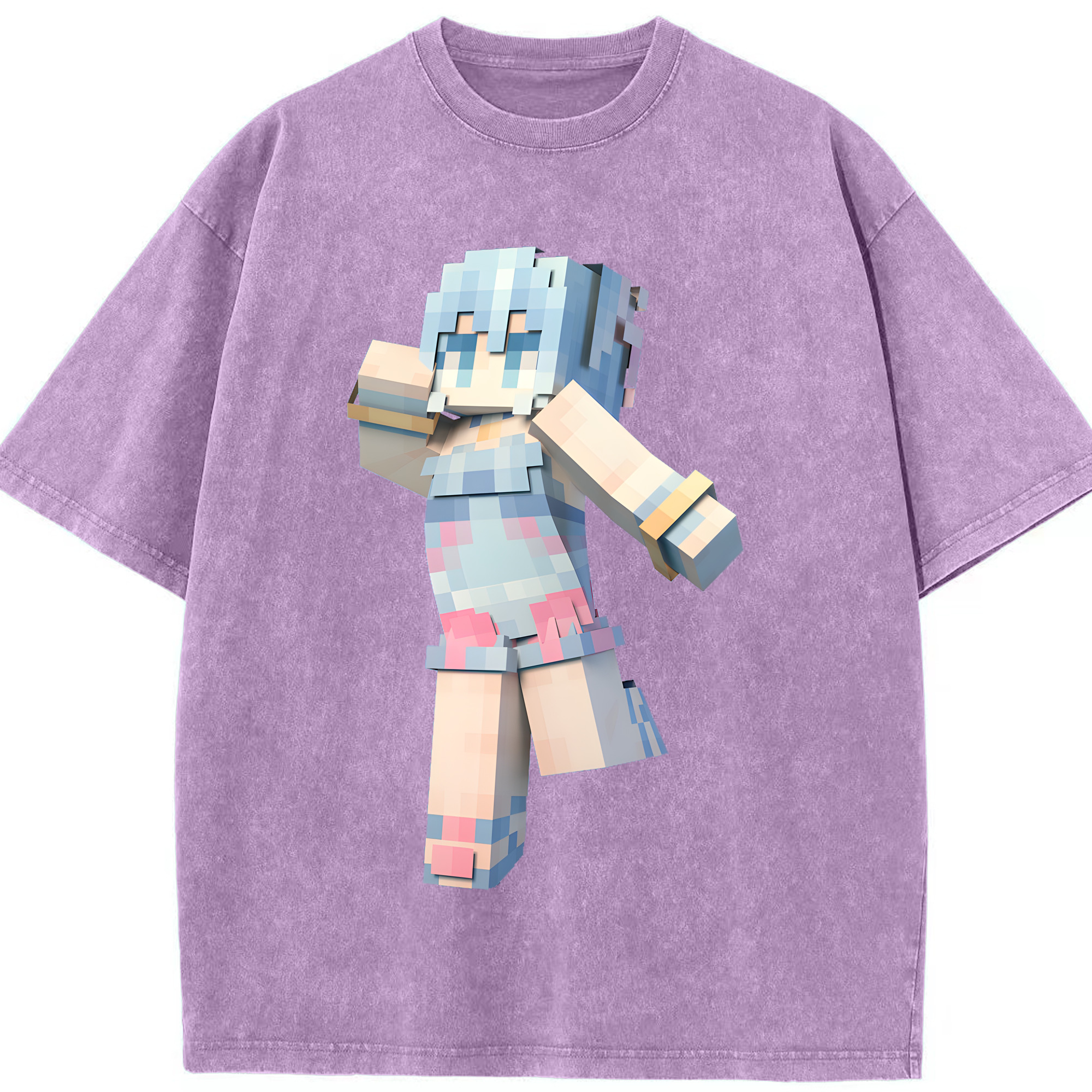 （画像用） マインクラフト ブロックの世界 Minecraft MC Block world 綿100% ヴィンテージ風 半袖Tシャツ（フロントプリント）