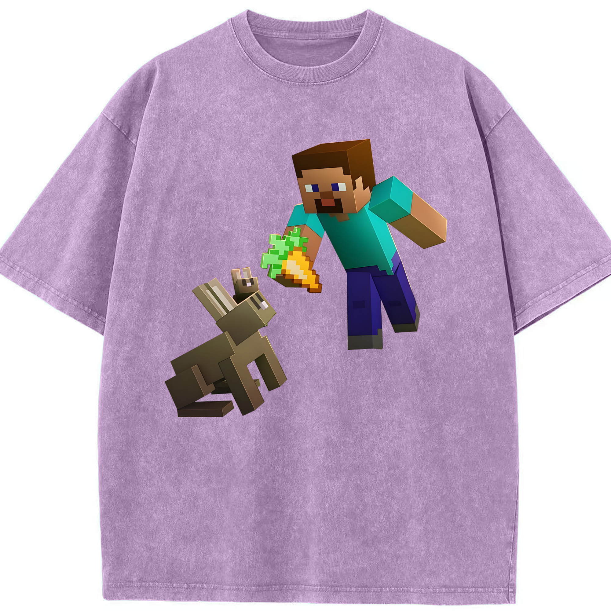 （画像用） マインクラフト ブロックの世界 Minecraft MC Block world 綿100% ヴィンテージ風 半袖Tシャツ（フロントプリント）