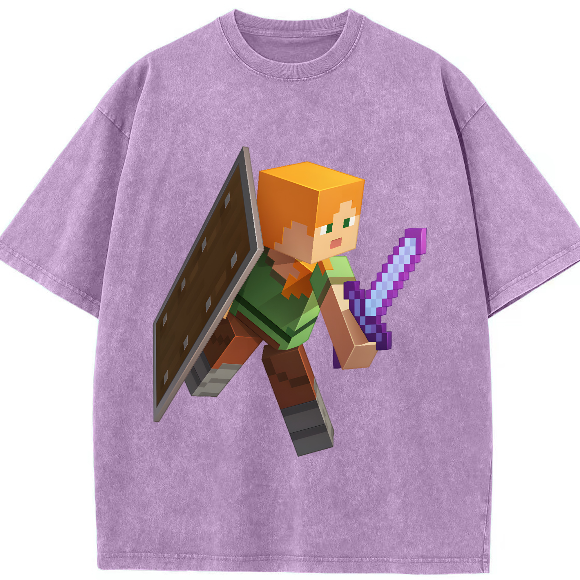 （画像用） マインクラフト ブロックの世界 Minecraft MC Block world 綿100% ヴィンテージ風 半袖Tシャツ（フロントプリント）
