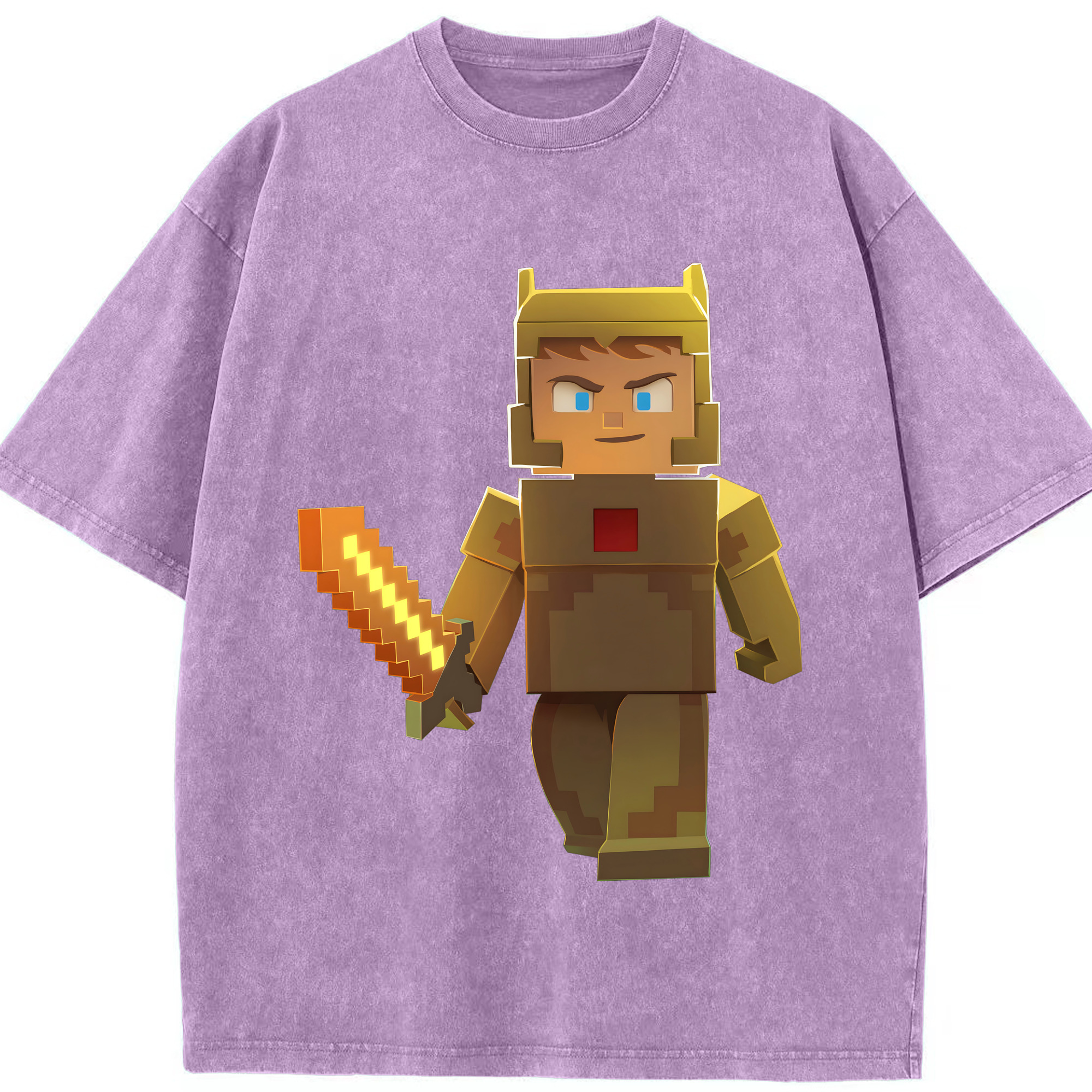 （画像用） マインクラフト ブロックの世界 Minecraft MC Block world 綿100% ヴィンテージ風 半袖Tシャツ（フロントプリント）