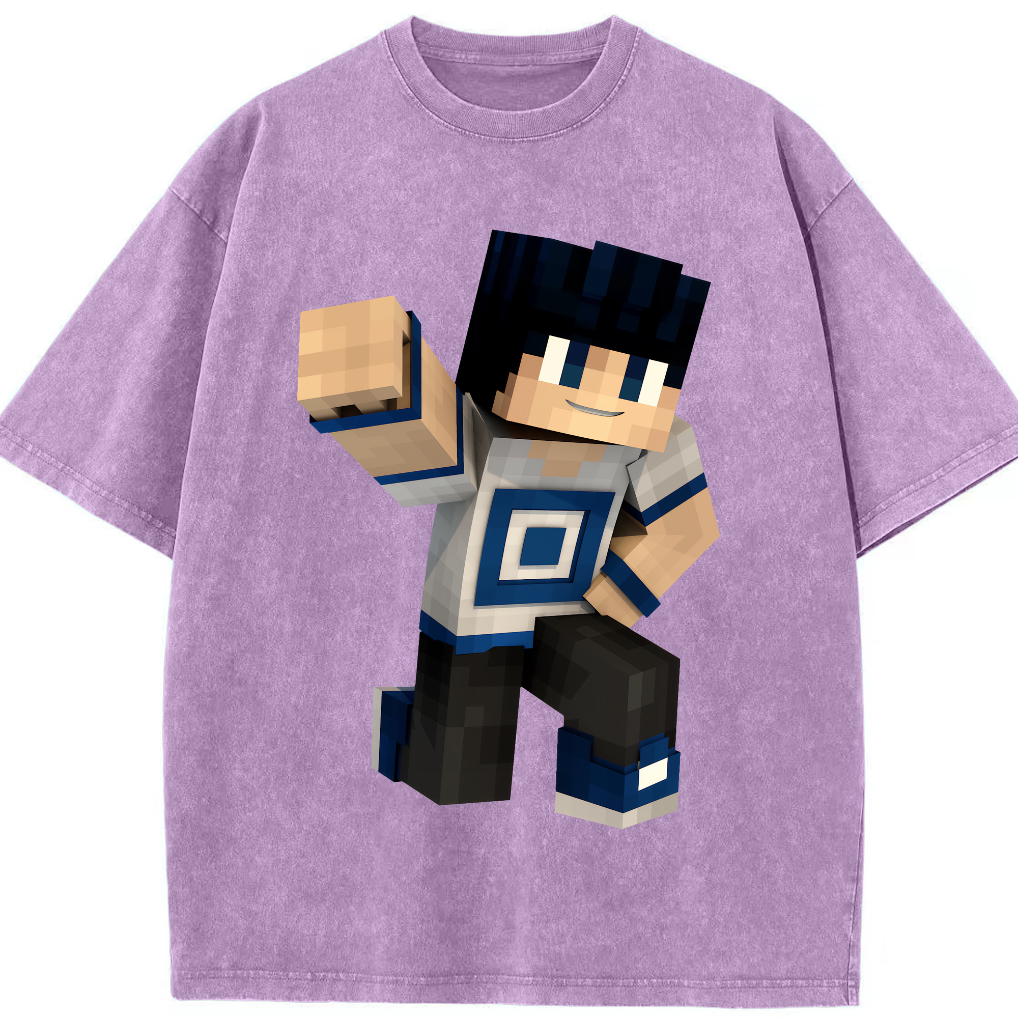 （画像用） マインクラフト ブロックの世界 Minecraft MC Block world 綿100% ヴィンテージ風 半袖Tシャツ（フロントプリント）