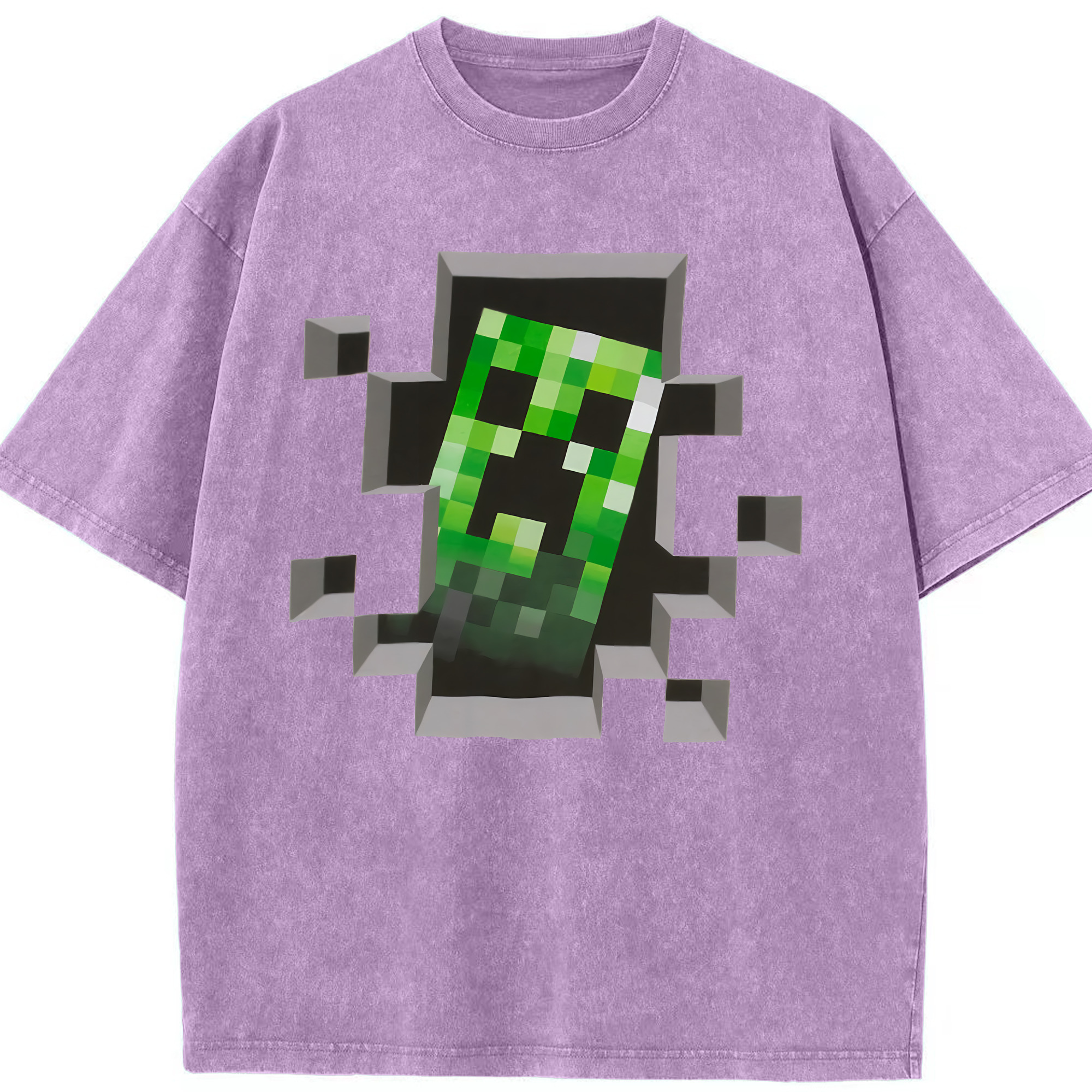 （画像用） マインクラフト ブロックの世界 Minecraft MC Block world 綿100% ヴィンテージ風 半袖Tシャツ（フロントプリント）