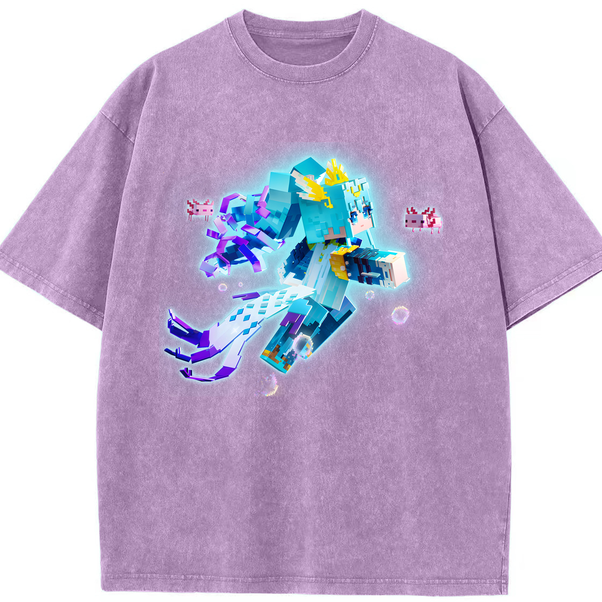 （画像用） マインクラフト ブロックの世界 Minecraft MC Block world 綿100% ヴィンテージ風 半袖Tシャツ（フロントプリント）