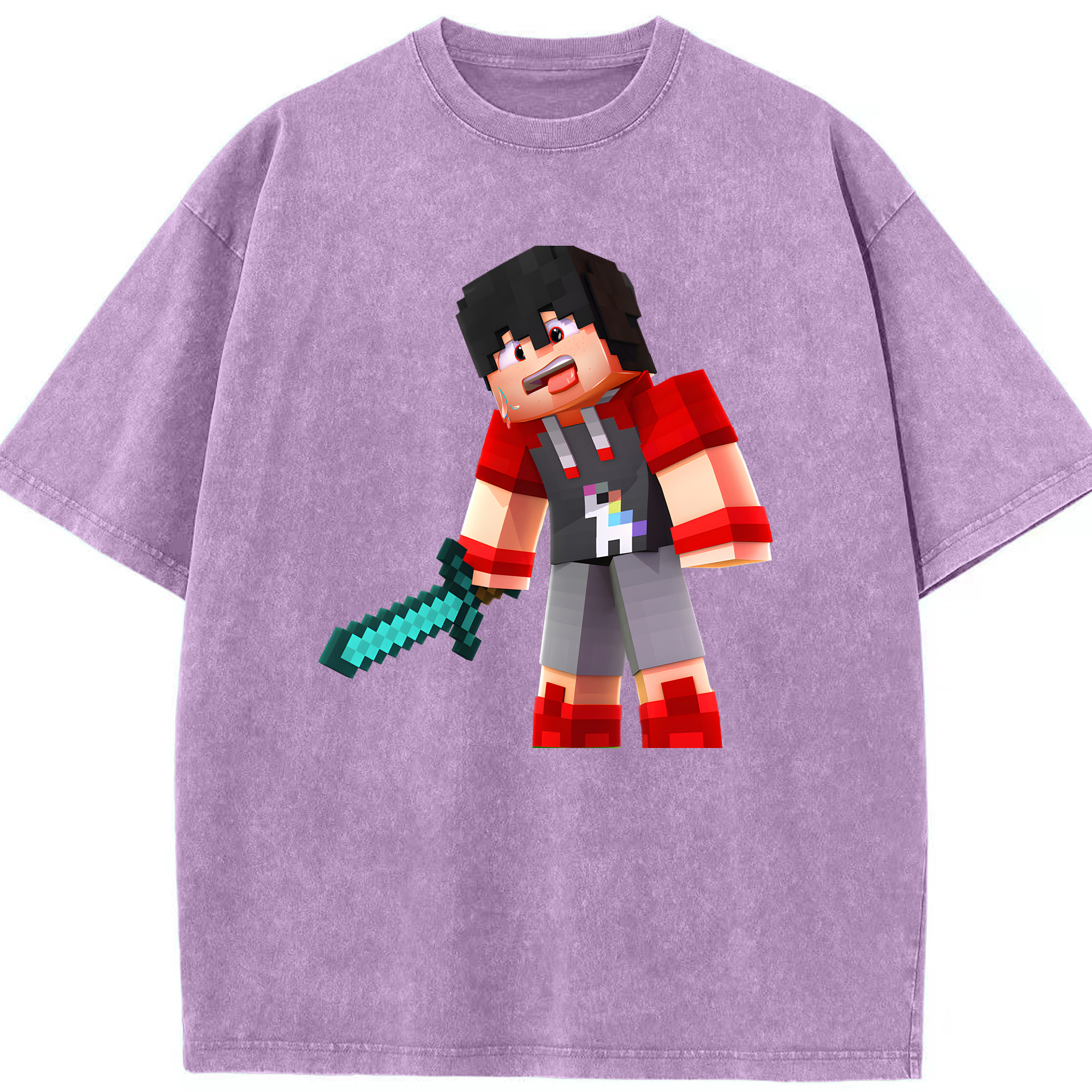 （画像用） マインクラフト ブロックの世界 Minecraft MC Block world 綿100% ヴィンテージ風 半袖Tシャツ（フロントプリント）