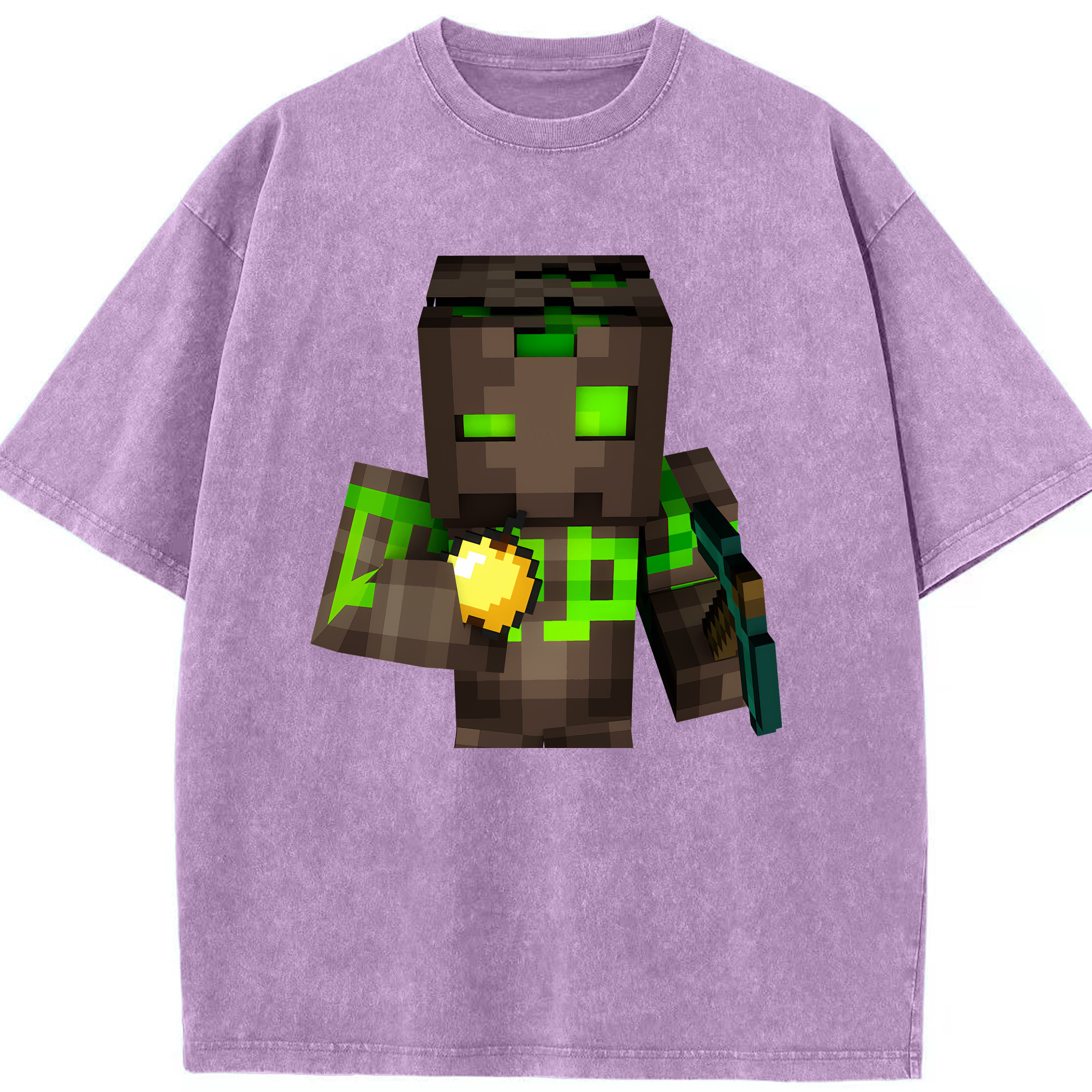 （画像用） マインクラフト ブロックの世界 Minecraft MC Block world 綿100% ヴィンテージ風 半袖Tシャツ（フロントプリント）