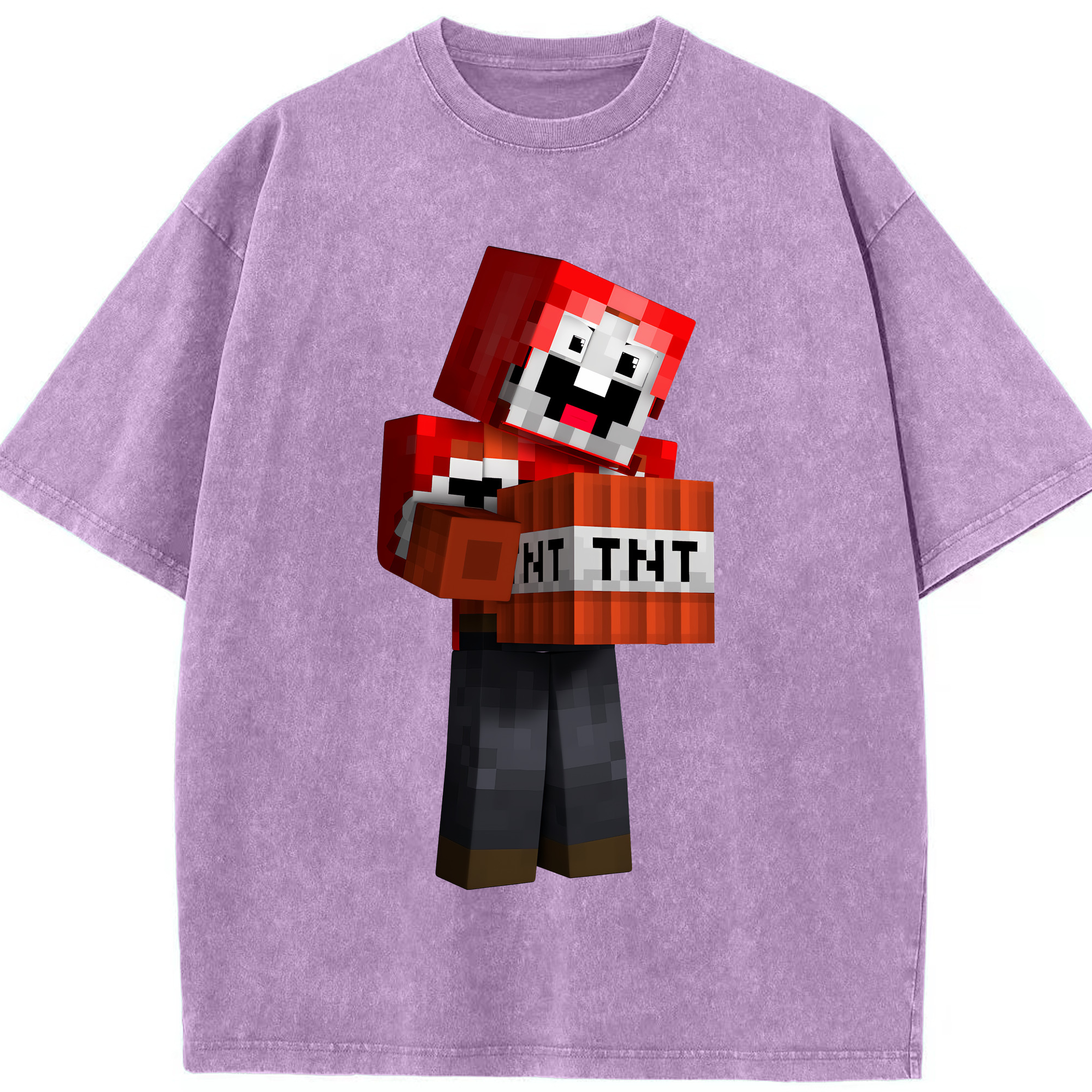 （画像用） マインクラフト ブロックの世界 Minecraft MC Block world 綿100% ヴィンテージ風 半袖Tシャツ（フロントプリント）