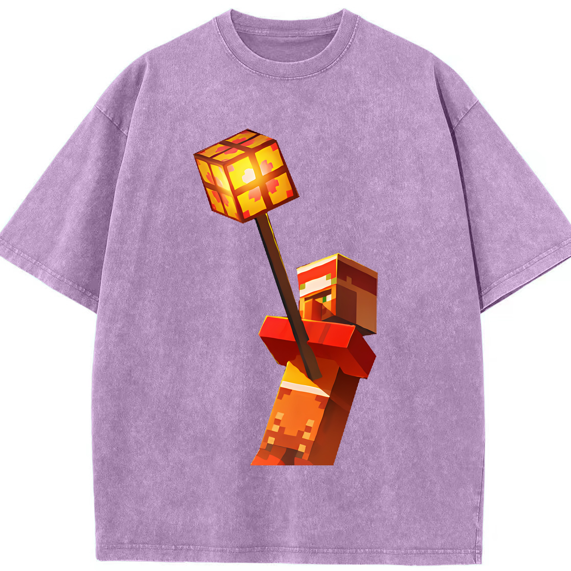 （画像用） マインクラフト ブロックの世界 Minecraft MC Block world 綿100% ヴィンテージ風 半袖Tシャツ（フロントプリント）