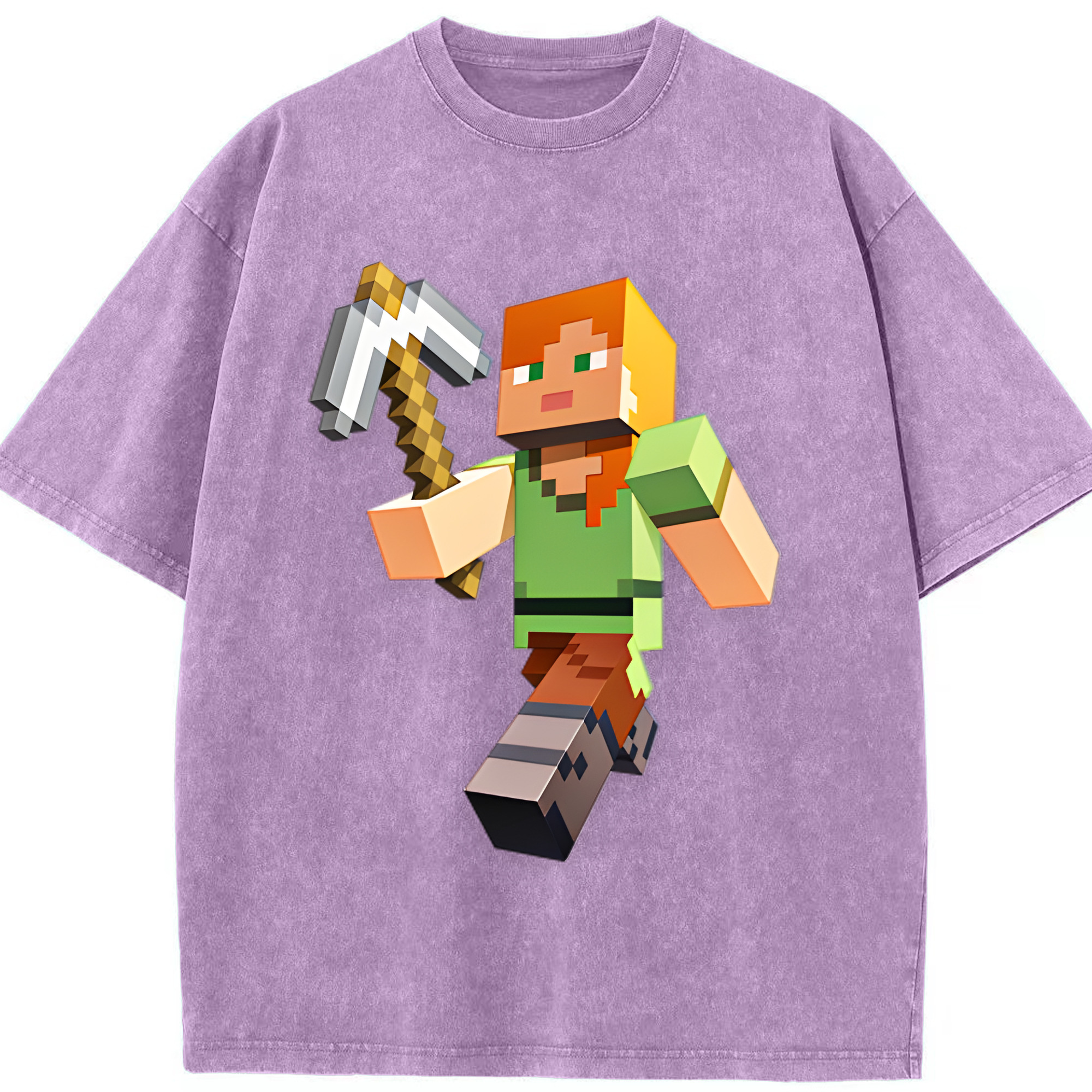 （画像用） マインクラフト ブロックの世界 Minecraft MC Block world 綿100% ヴィンテージ風 半袖Tシャツ（フロントプリント）