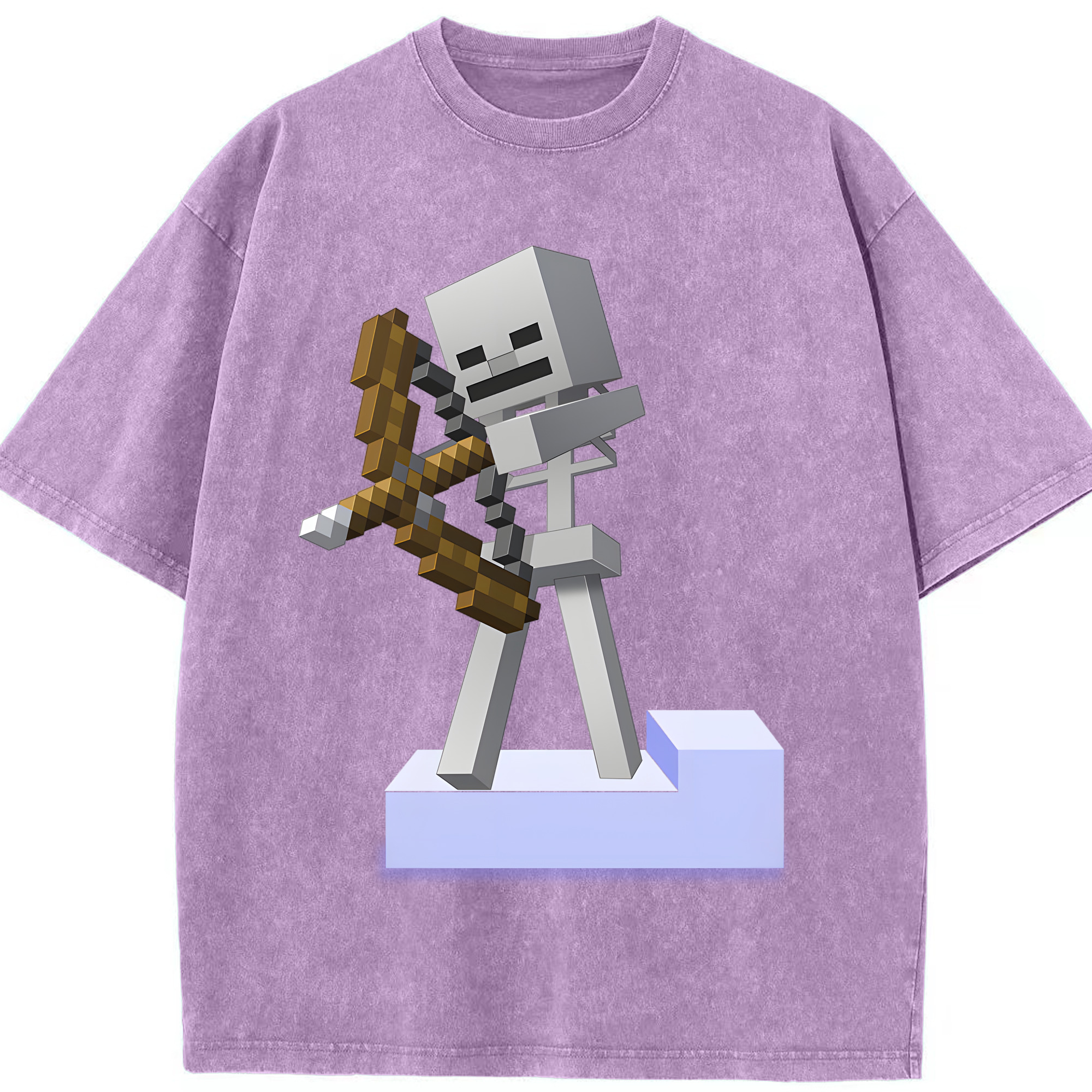 （画像用） マインクラフト ブロックの世界 Minecraft MC Block world 綿100% ヴィンテージ風 半袖Tシャツ（フロントプリント）