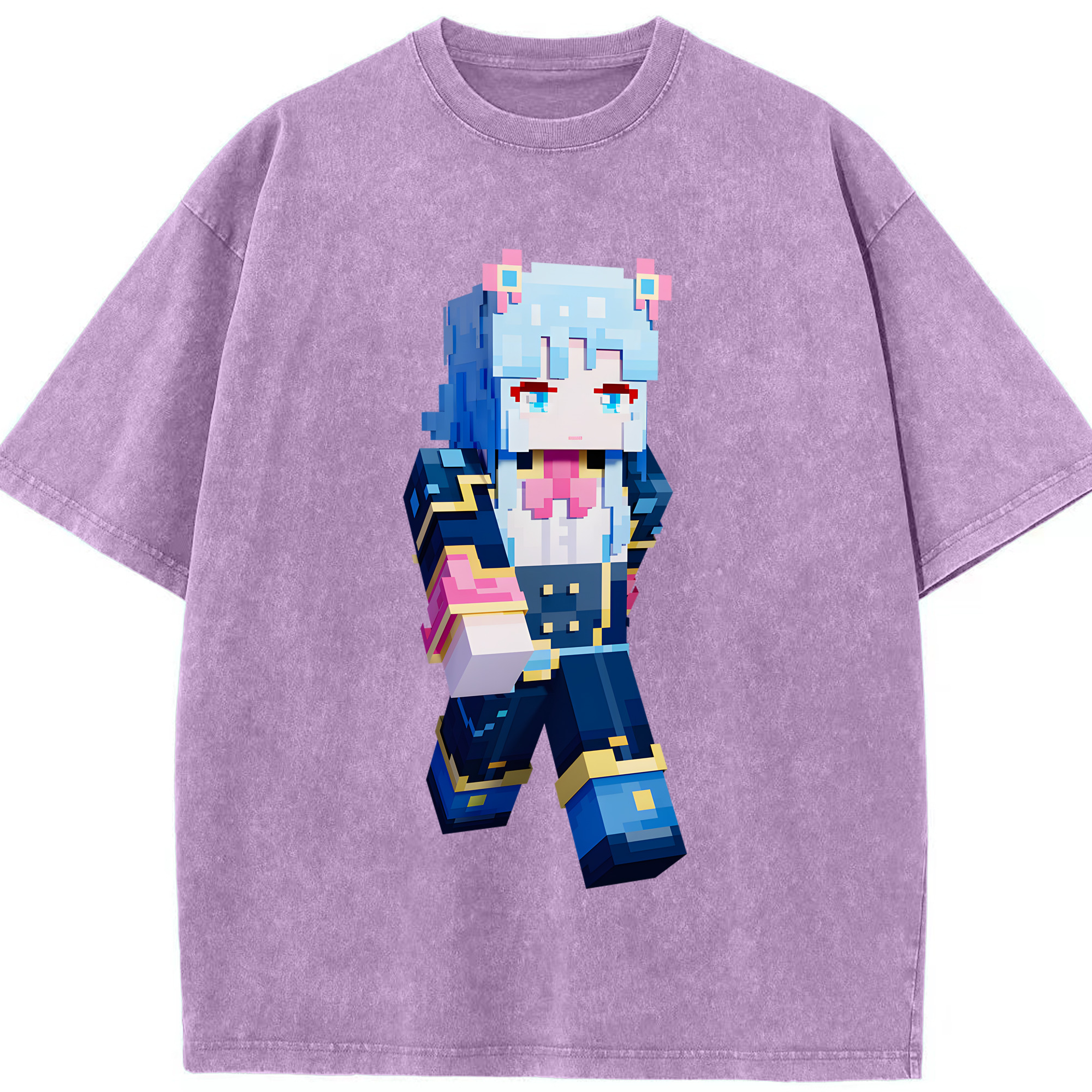 （画像用） マインクラフト ブロックの世界 Minecraft MC Block world 綿100% ヴィンテージ風 半袖Tシャツ（フロントプリント）