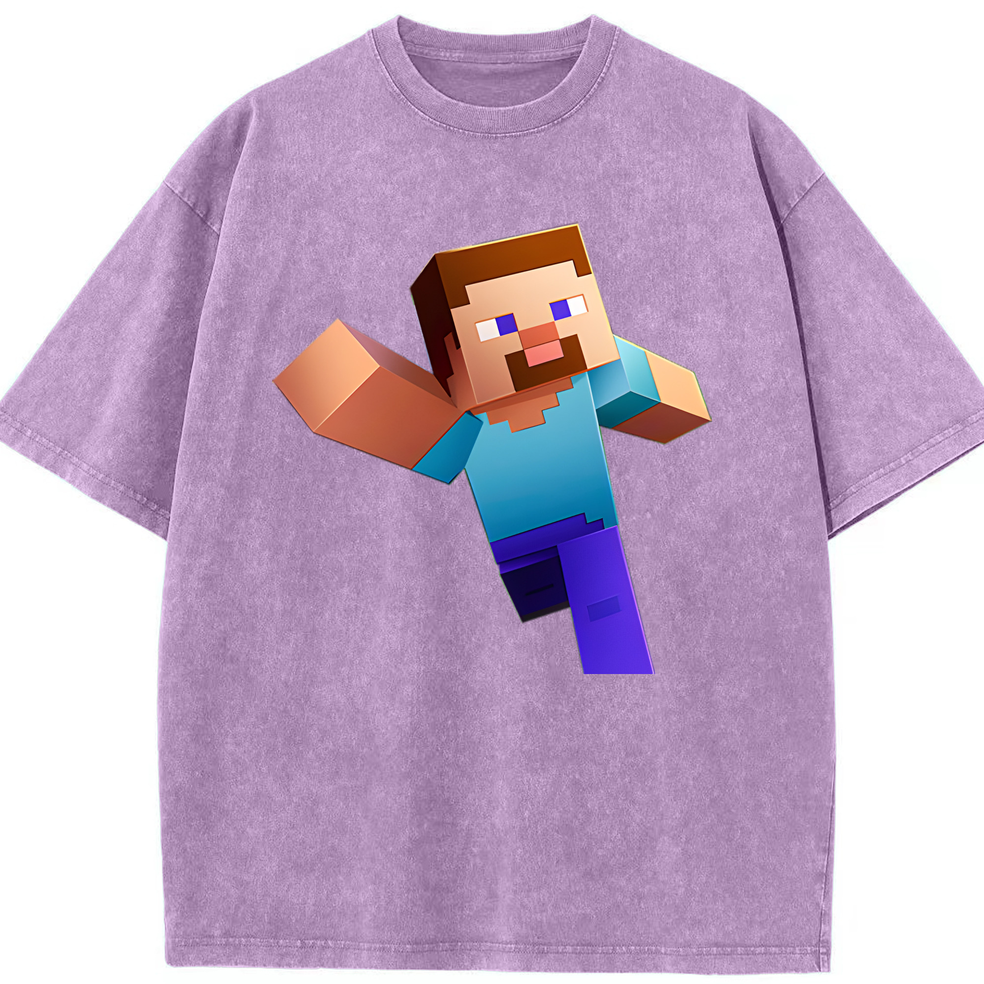（画像用） マインクラフト ブロックの世界 Minecraft MC Block world 綿100% ヴィンテージ風 半袖Tシャツ（フロントプリント）